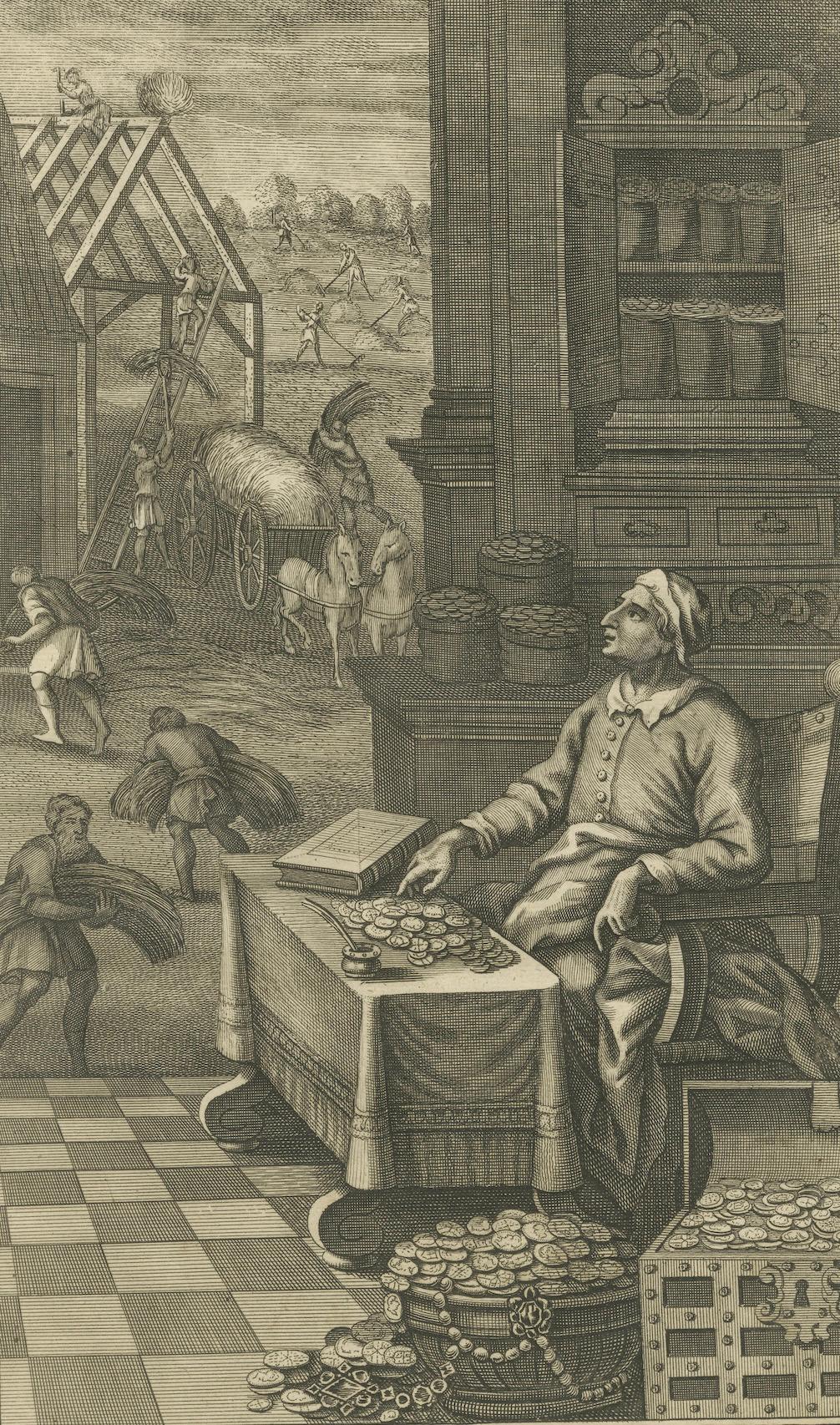 Parabole du riche fou Gravure - Luc XII Convoitise 1735 en vente 2