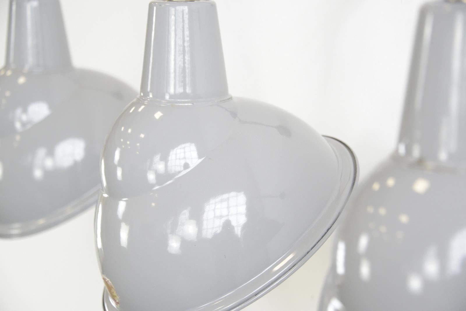 English Parabolic Grey Enamel Wall Lights by Benjamin, circa 1950s