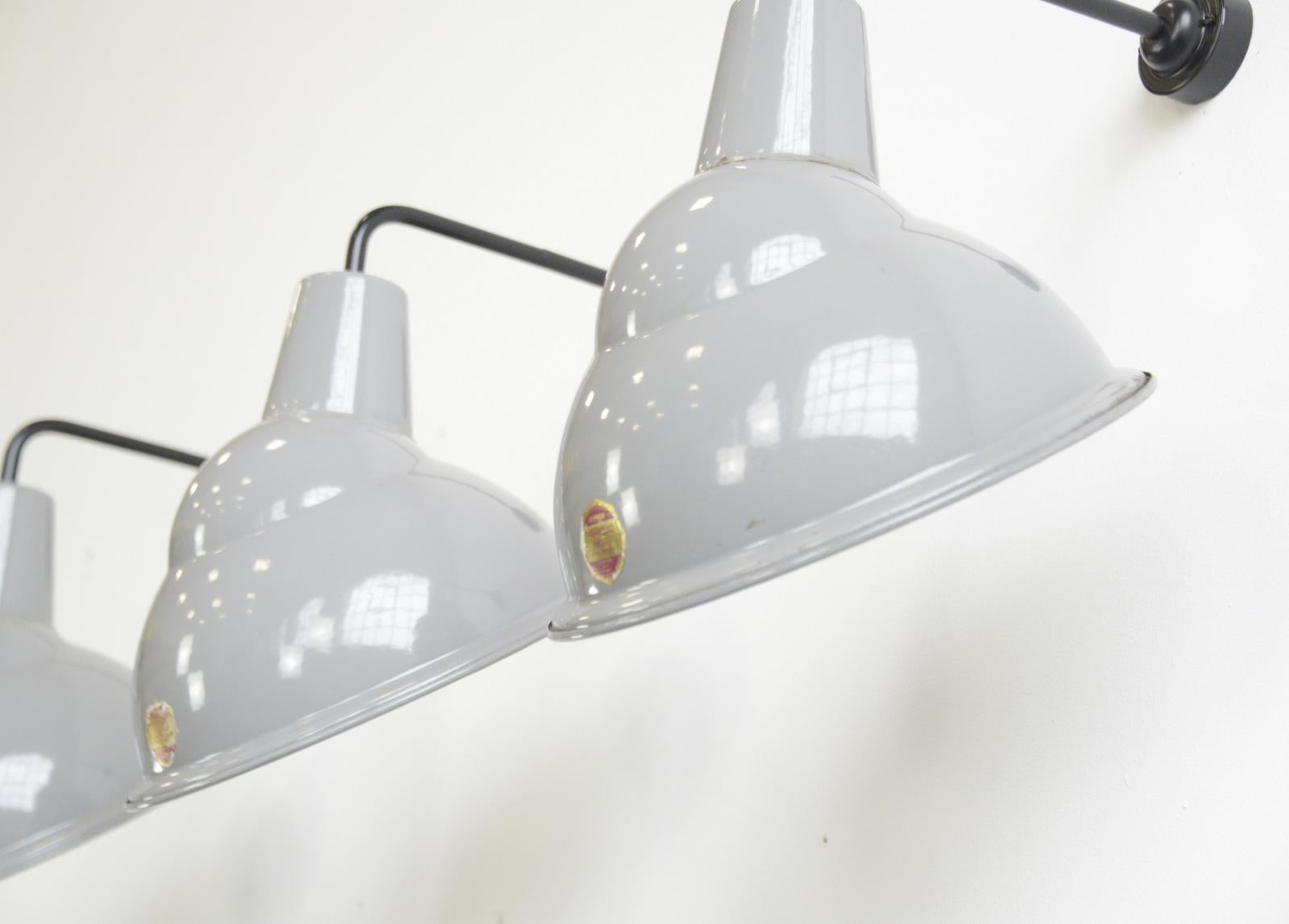 Parabolic Grey Enamel Wall Lights by Benjamin, circa 1950s In Good Condition In Gloucester, GB