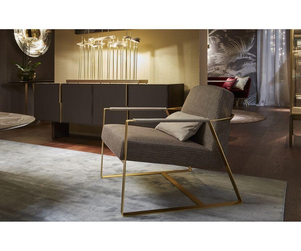 Parabolica Gold Frame Armchair by Paolo Castelli In New Condition For Sale In Boston, MA