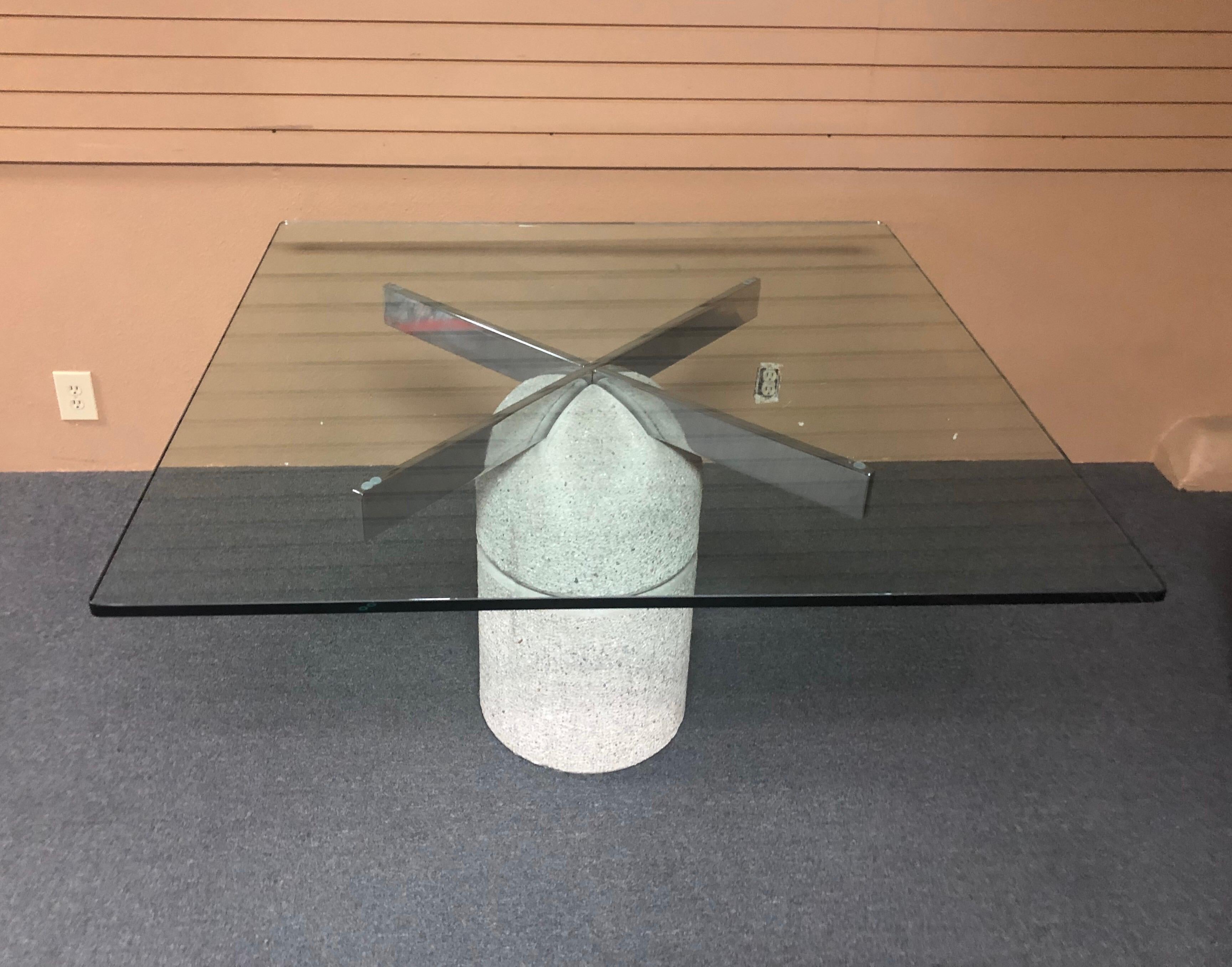 20th Century Paracarro Concrete and Polished Chrome Dinning Table Base by Giovanni Offredi