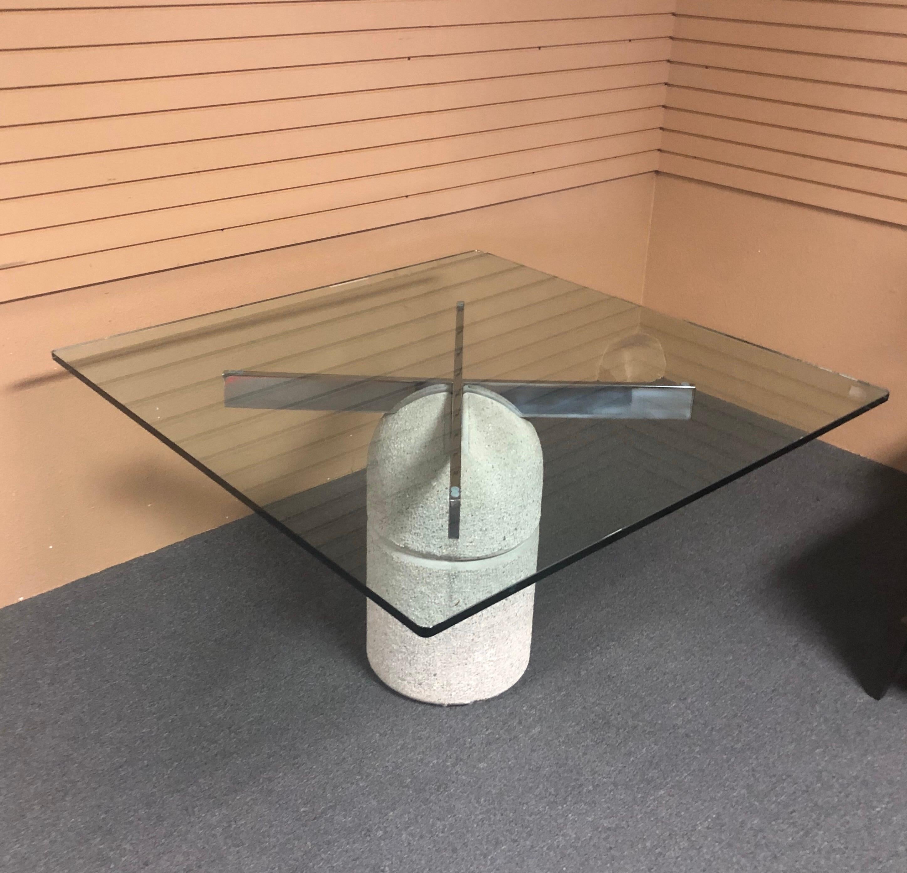 Paracarro Concrete and Polished Chrome Dinning Table Base by Giovanni Offredi 3