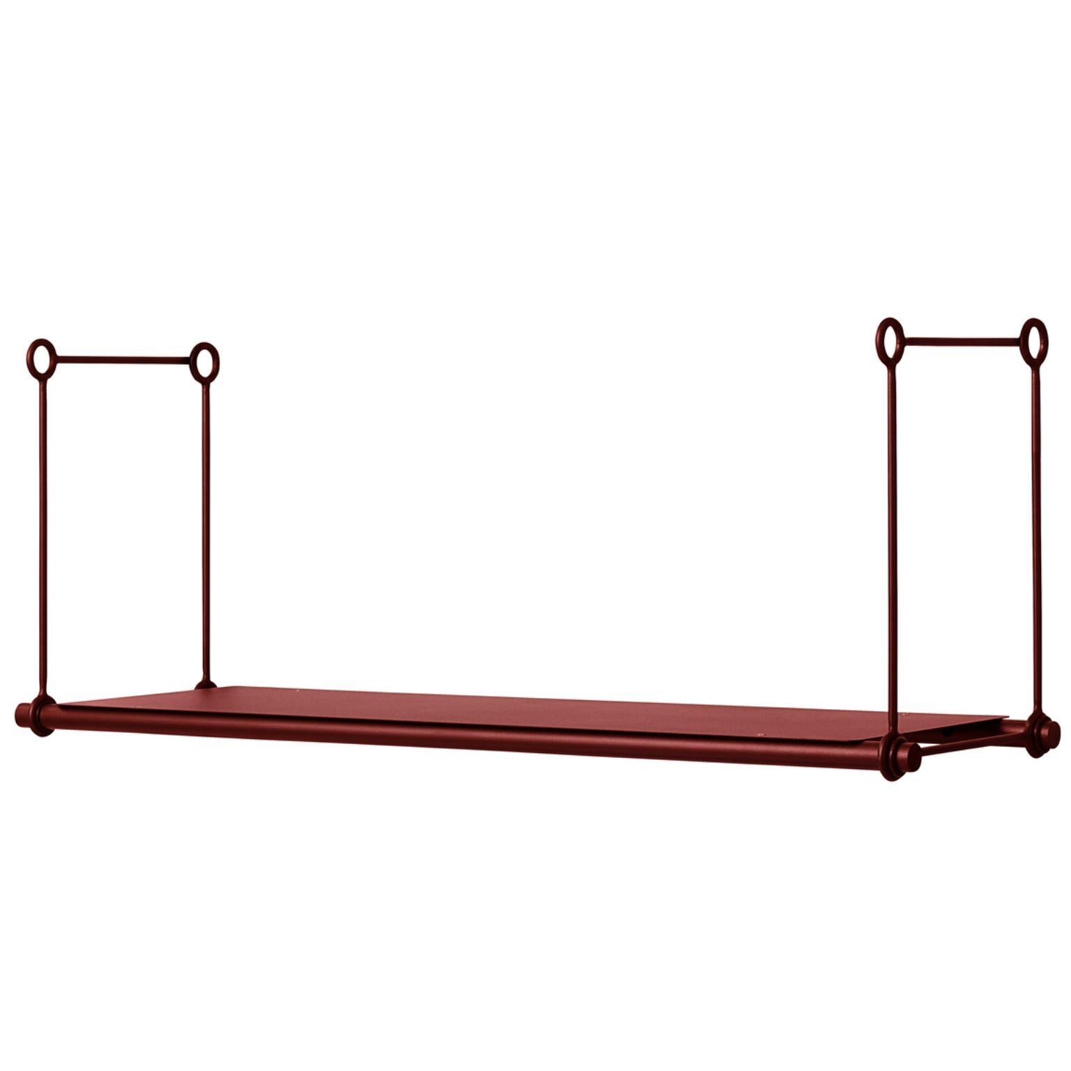 Parade 1 shelf extention oxide red by Warm Nordic
Dimensions: D 100 x W 30 x H 39cm
Material: Powder coated steel
Weight: 4 kg
Also available in different colours and dimensions.

Elegant metal shelving unit with plenty of space for all your