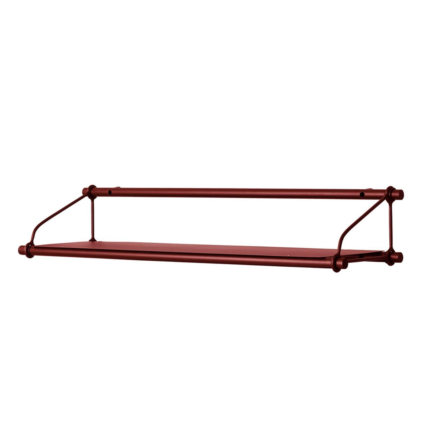 Parade 1 shelf Top Oxide Red by Warm Nordic
Dimensions: D100 x W30 x H19cm
Material: Powder coated steel
Weight: 4 kg
Also available in different colors and dimensions. 

Elegant metal shelving unit with plenty of space for all your favourite