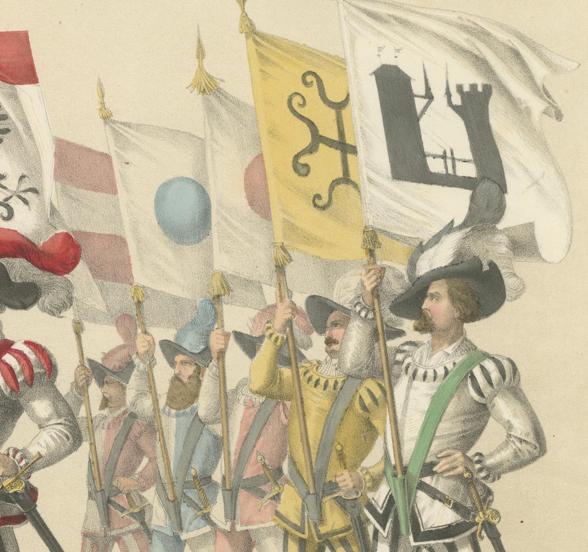 Paper Parade of Unity – The Allied Cities and Territories with Their Banners, 1855 For Sale