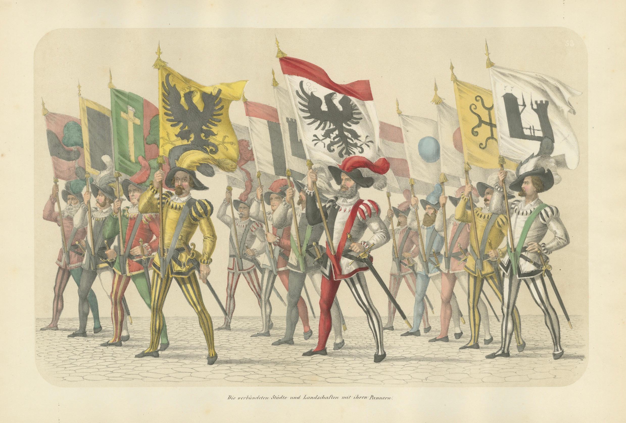 Parade of Unity – The Allied Cities and Territories with Their Banners, 1855 For Sale 3