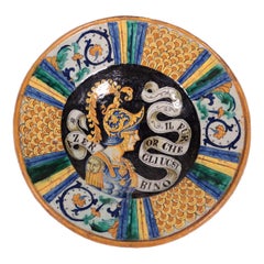 Parade Plate Majolica Ceramic Deruta Italy Late '800 Early '900