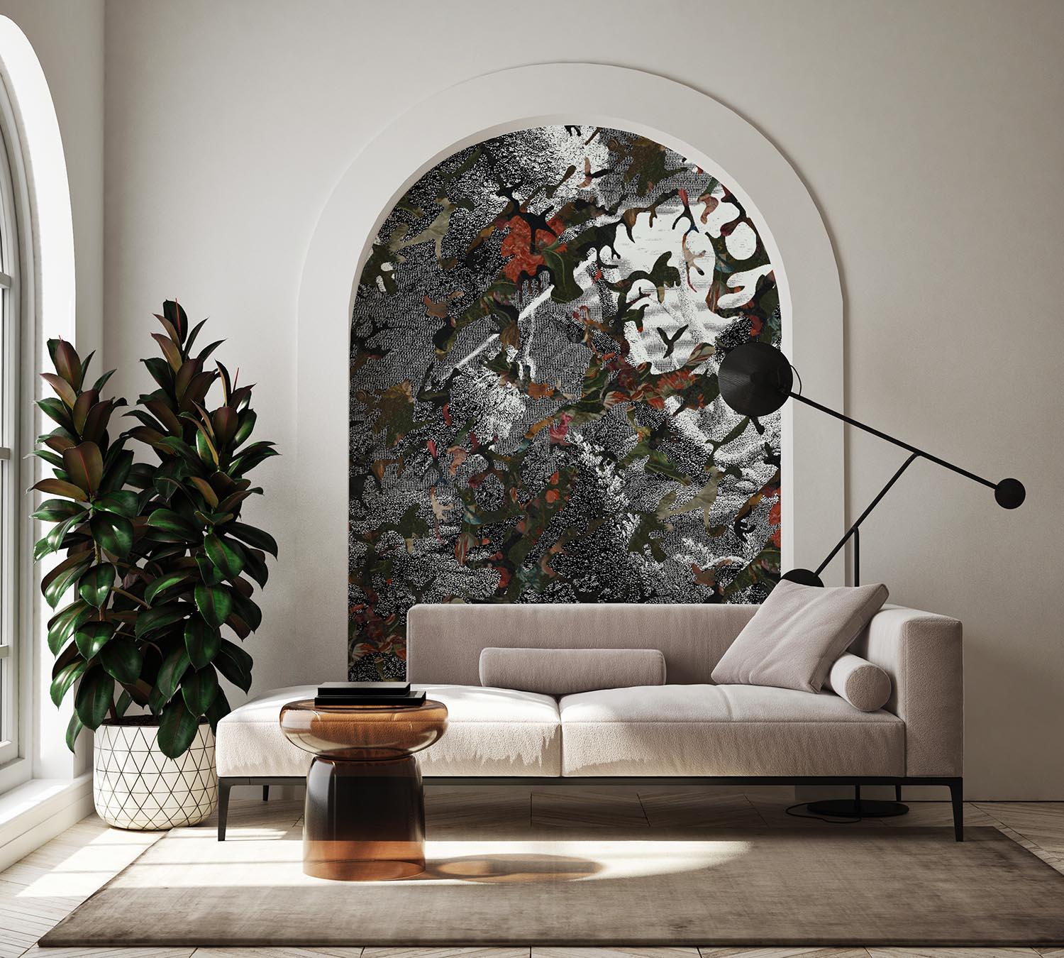 Italian Paradis Perdue Black and White Wallpaper by Magnus Gjoen, Visioni Collection  For Sale