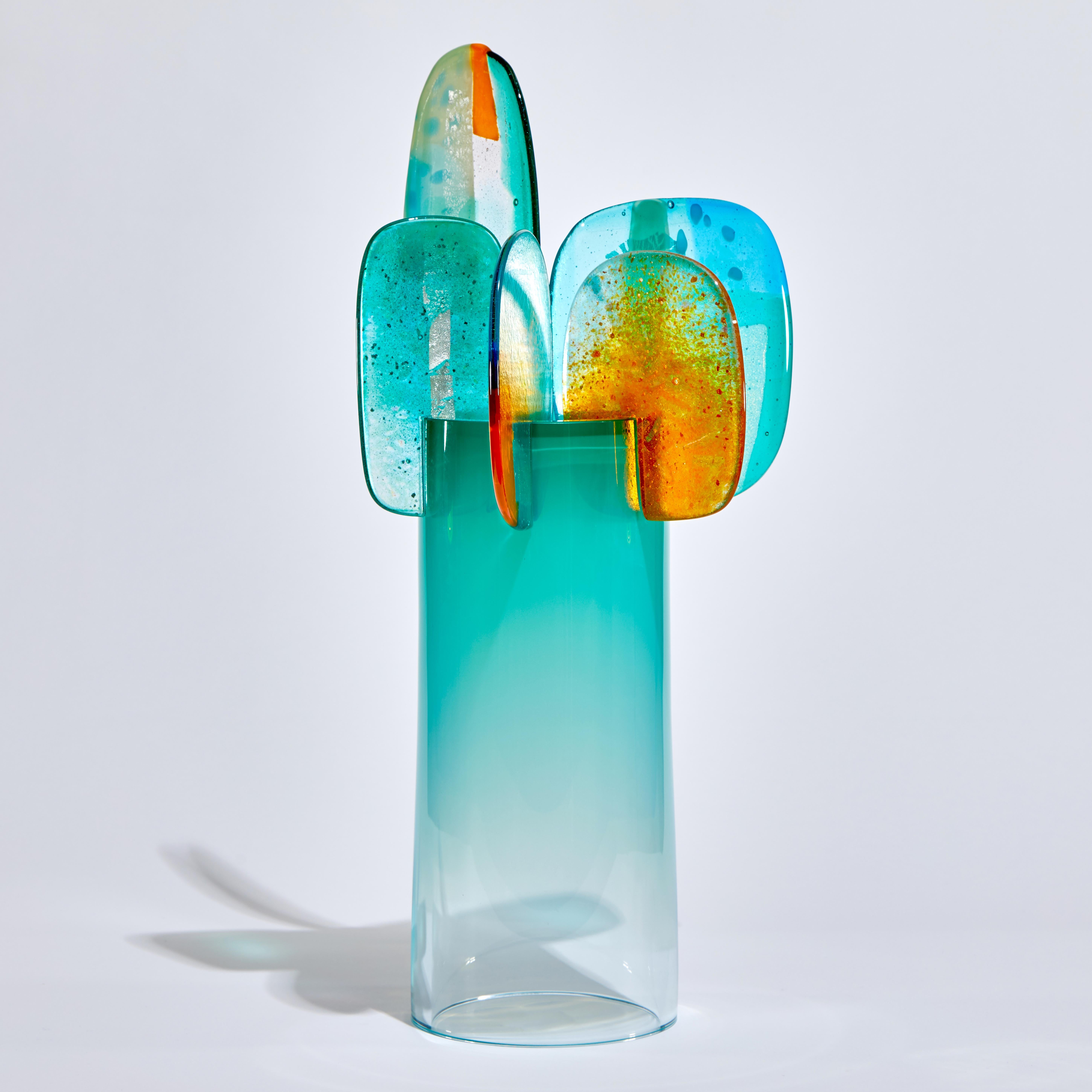 British Paradise 01 in Emerald, Green, Jade & Orange Glass Sculpture by Amy Cushing