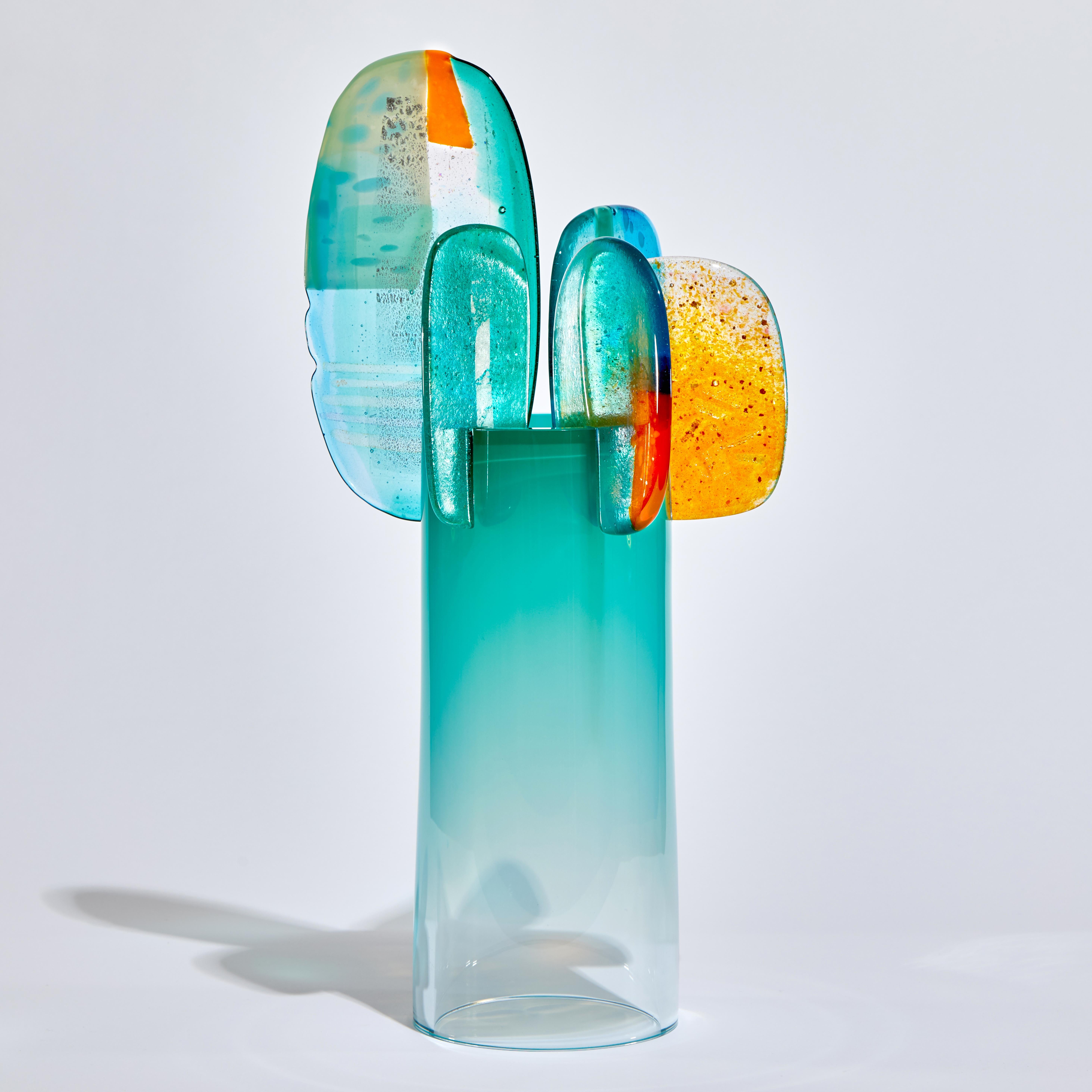 Hand-Crafted Paradise 01 in Emerald, Green, Jade & Orange Glass Sculpture by Amy Cushing