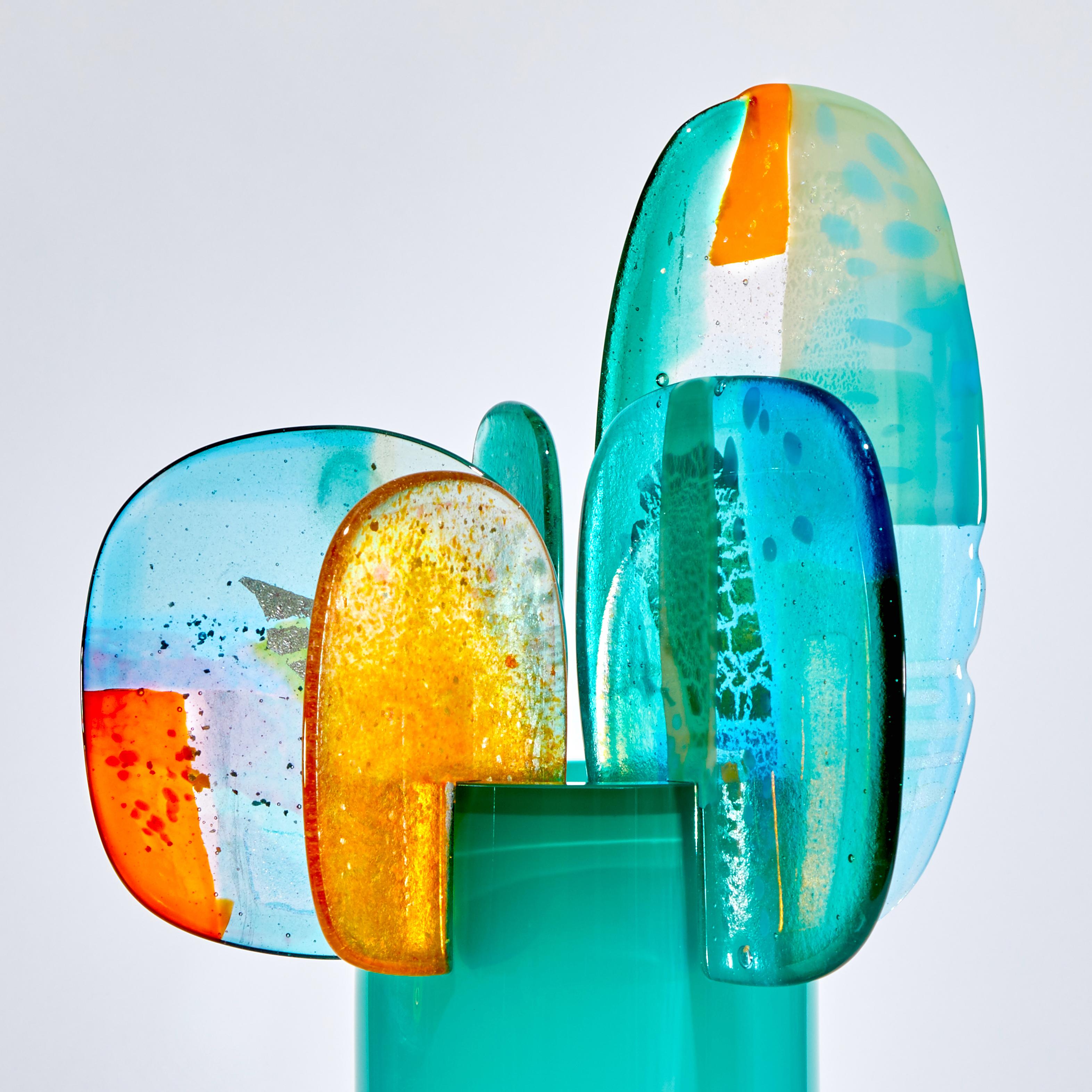 Paradise 01 in Emerald, Green, Jade & Orange Glass Sculpture by Amy Cushing In New Condition In London, GB