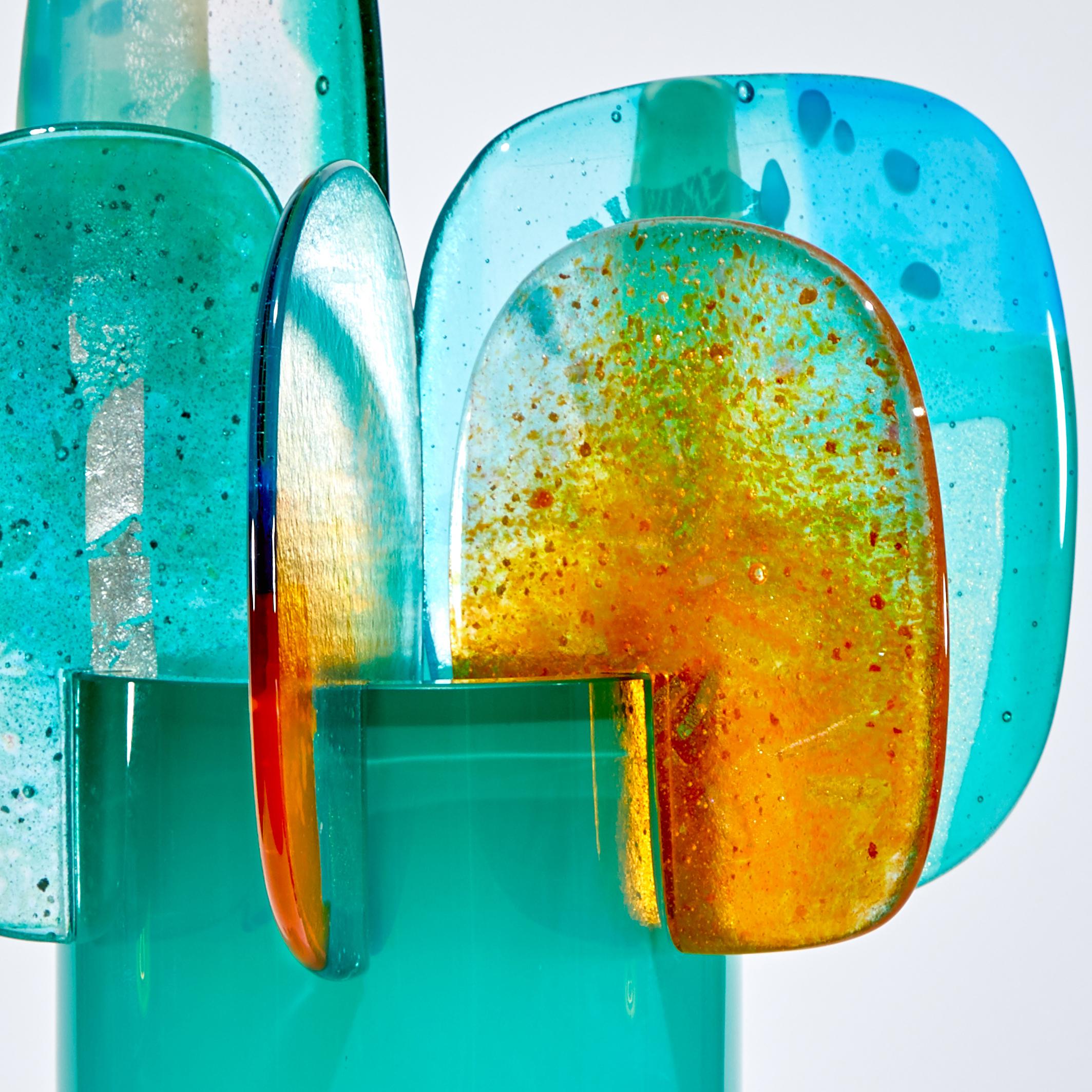 Contemporary Paradise 01 in Emerald, Green, Jade & Orange Glass Sculpture by Amy Cushing