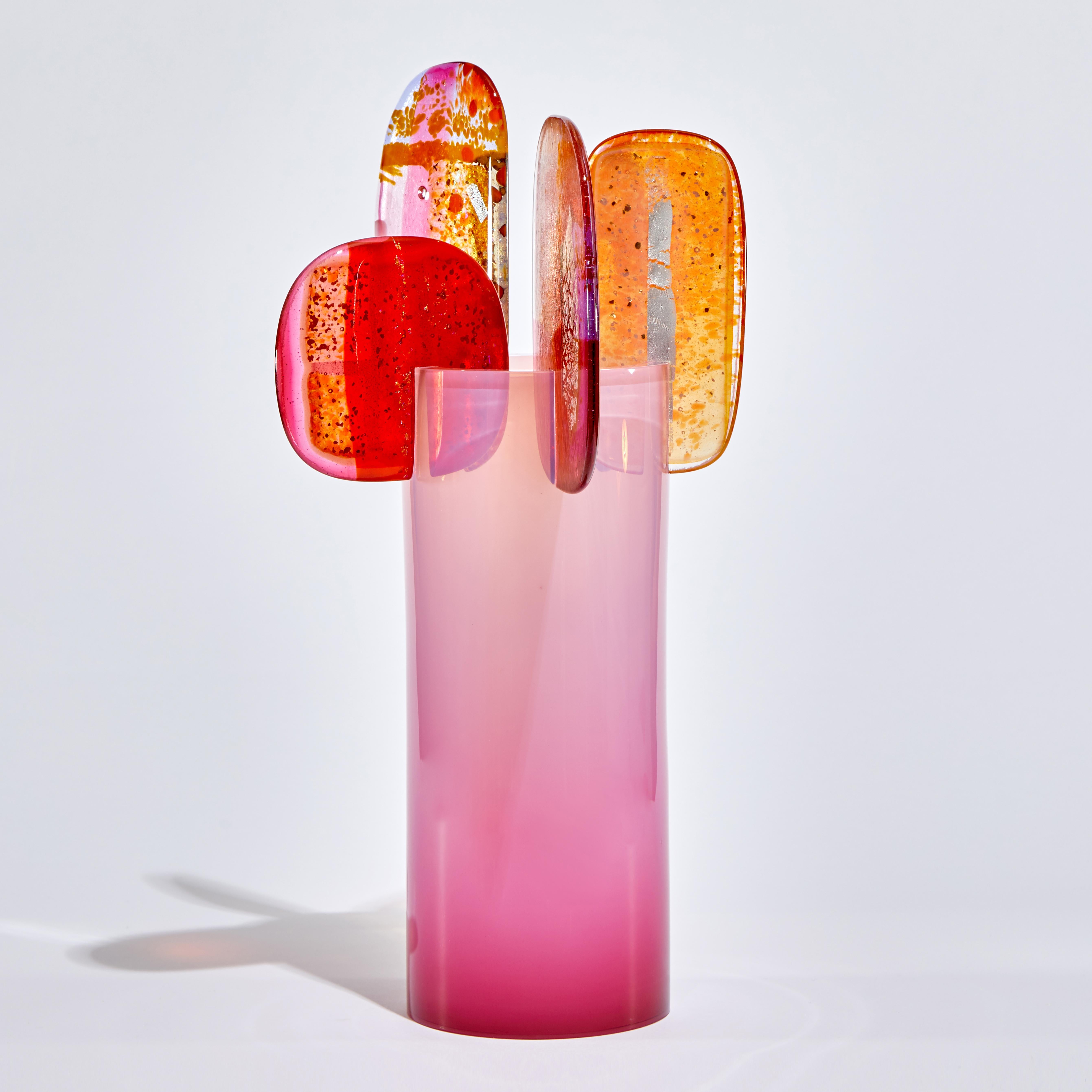 Organic Modern Paradise 01 in Pink, a Unique Pink & Orange Glass Sculpture by Amy Cushing