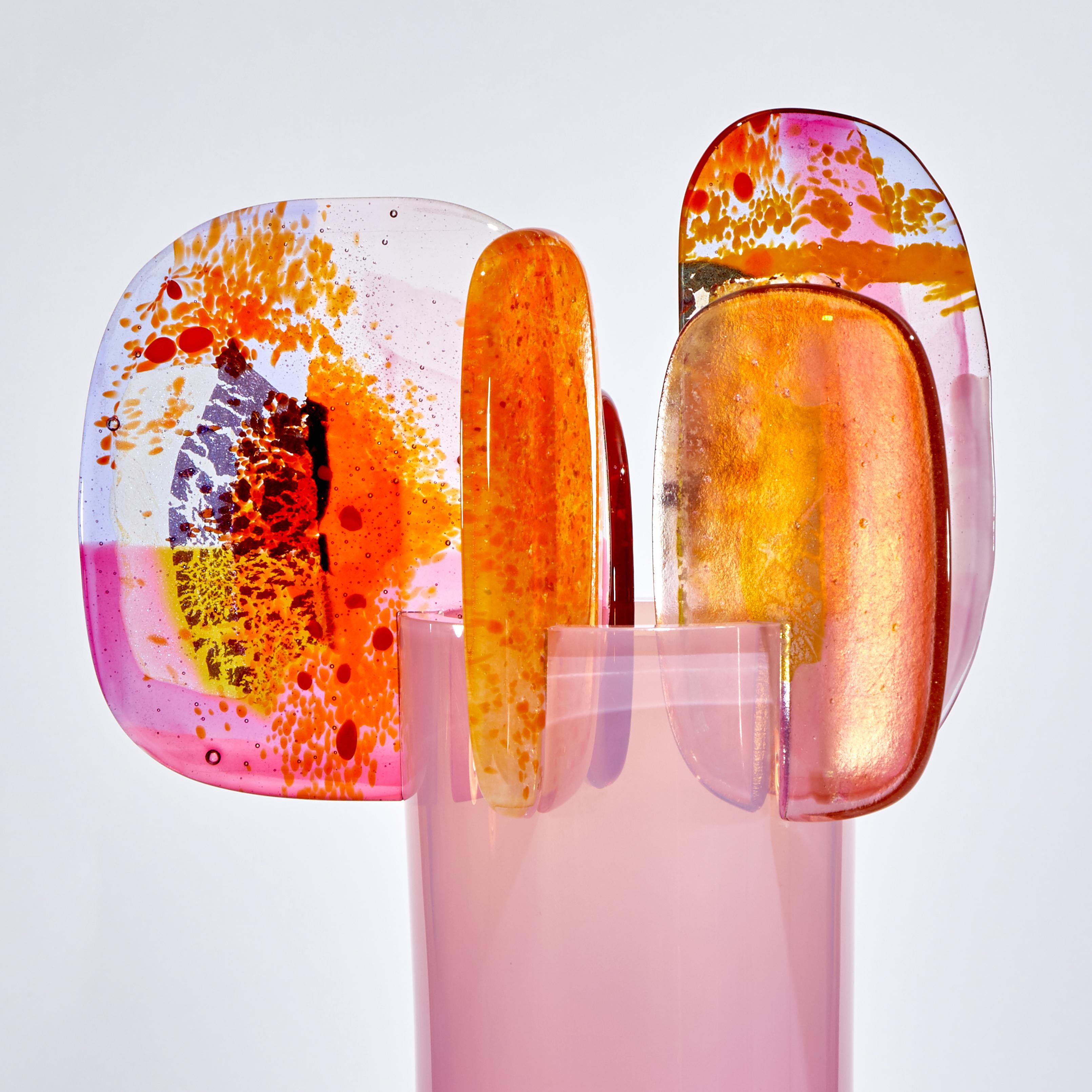 Paradise 01 in Pink, a Unique Pink & Orange Glass Sculpture by Amy Cushing In New Condition In London, GB