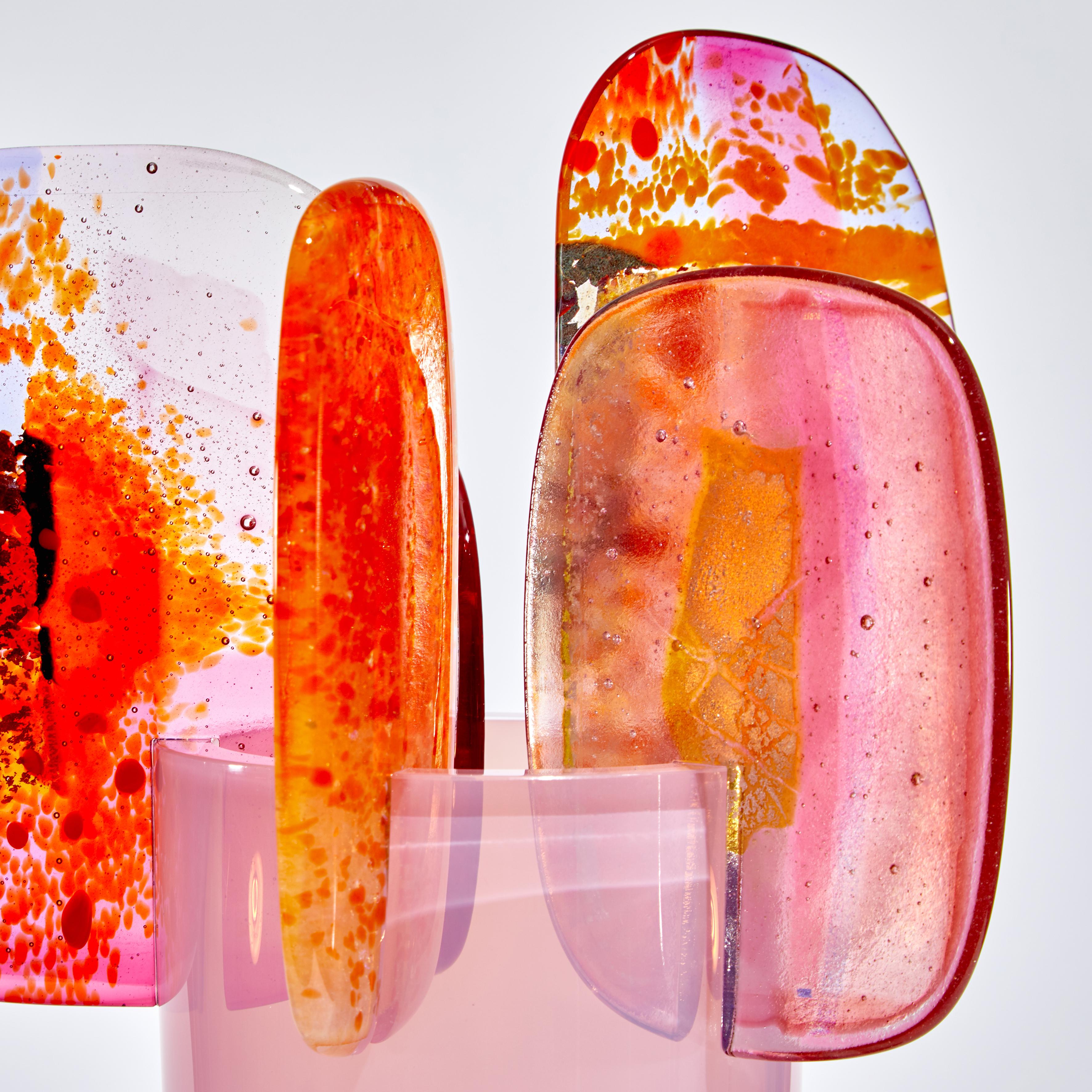 Paradise 01 in Pink, a Unique Pink & Orange Glass Sculpture by Amy Cushing 1