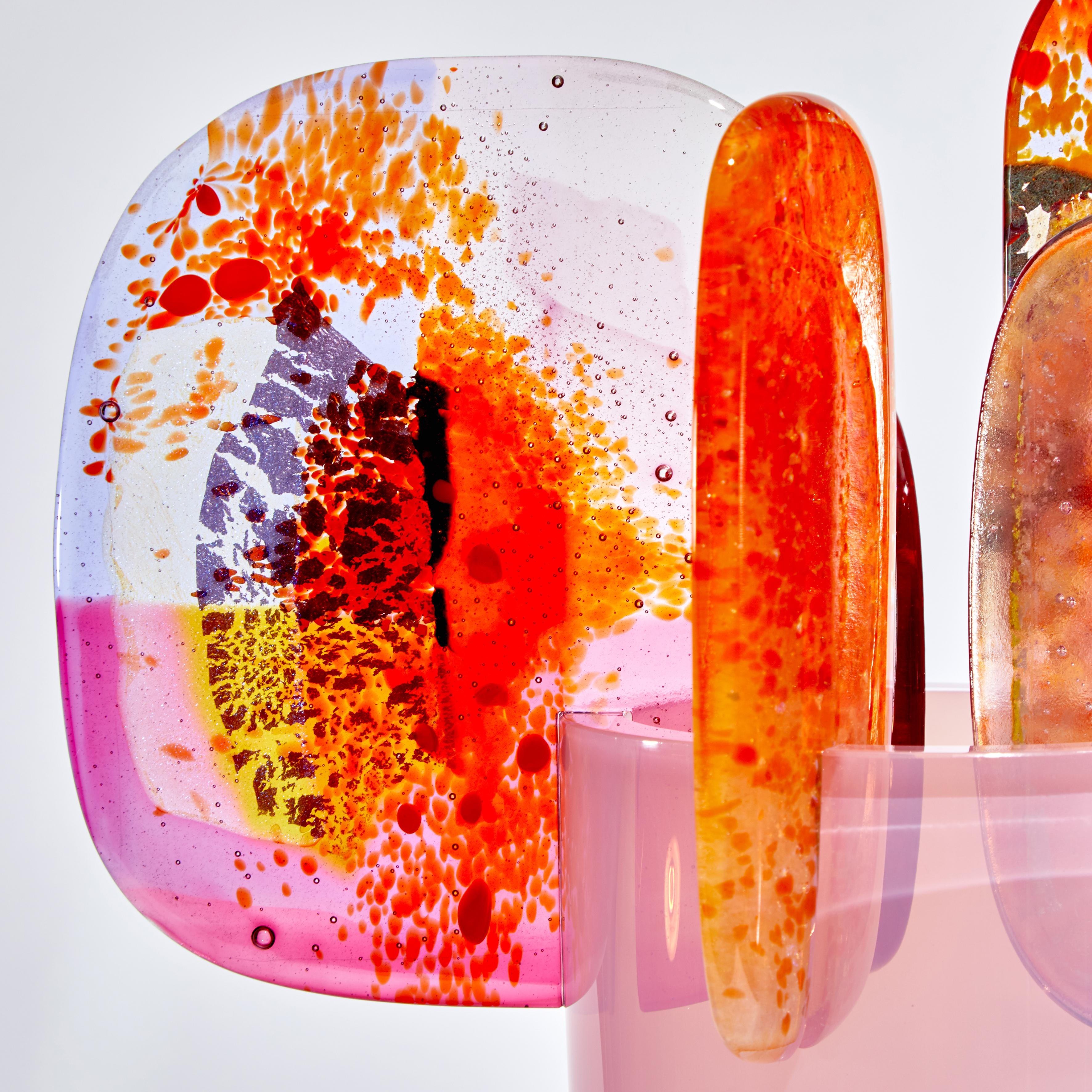 Paradise 01 in Pink, a Unique Pink & Orange Glass Sculpture by Amy Cushing 2
