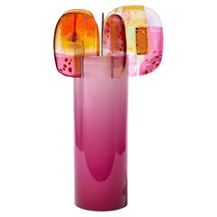 Paradise 02 in Orchid, a pink, yellow & orange glass sculpture by Amy Cushing
