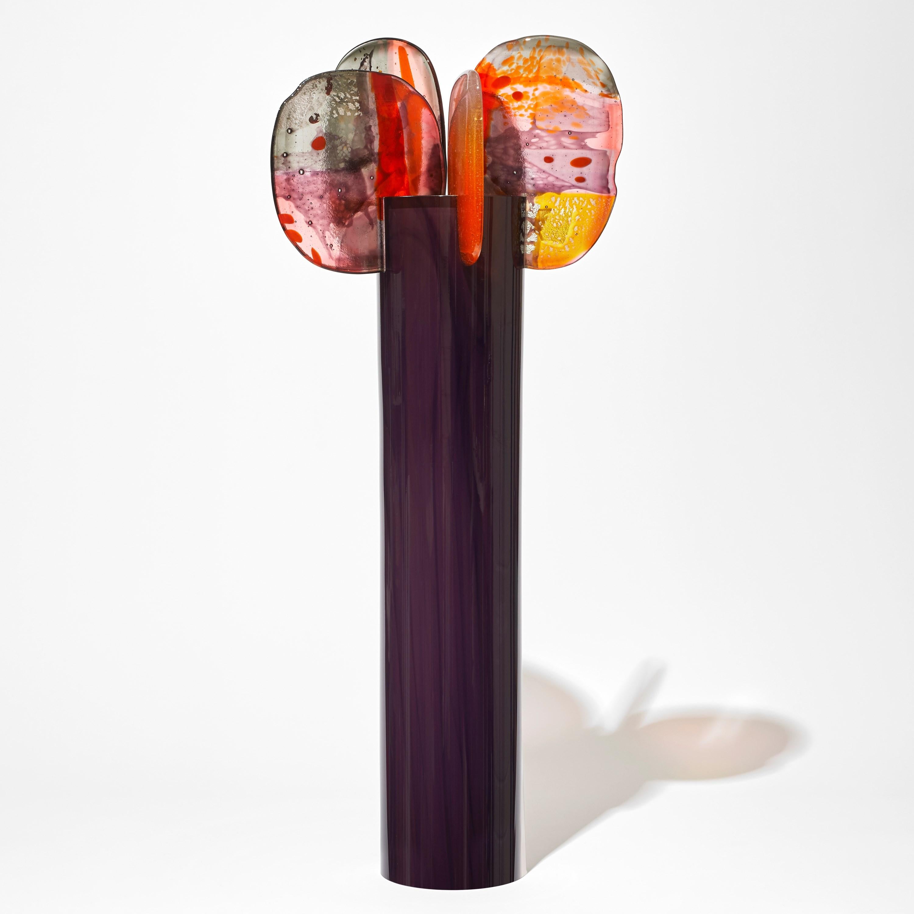 'Paradise 02 in Stapelia' is a unique glass sculpture created using hybrid hand-made glass techniques by the British artist Amy Cushing. Combining mouth blown glass with kiln formed glass, each piece within the collection displays a multiple of