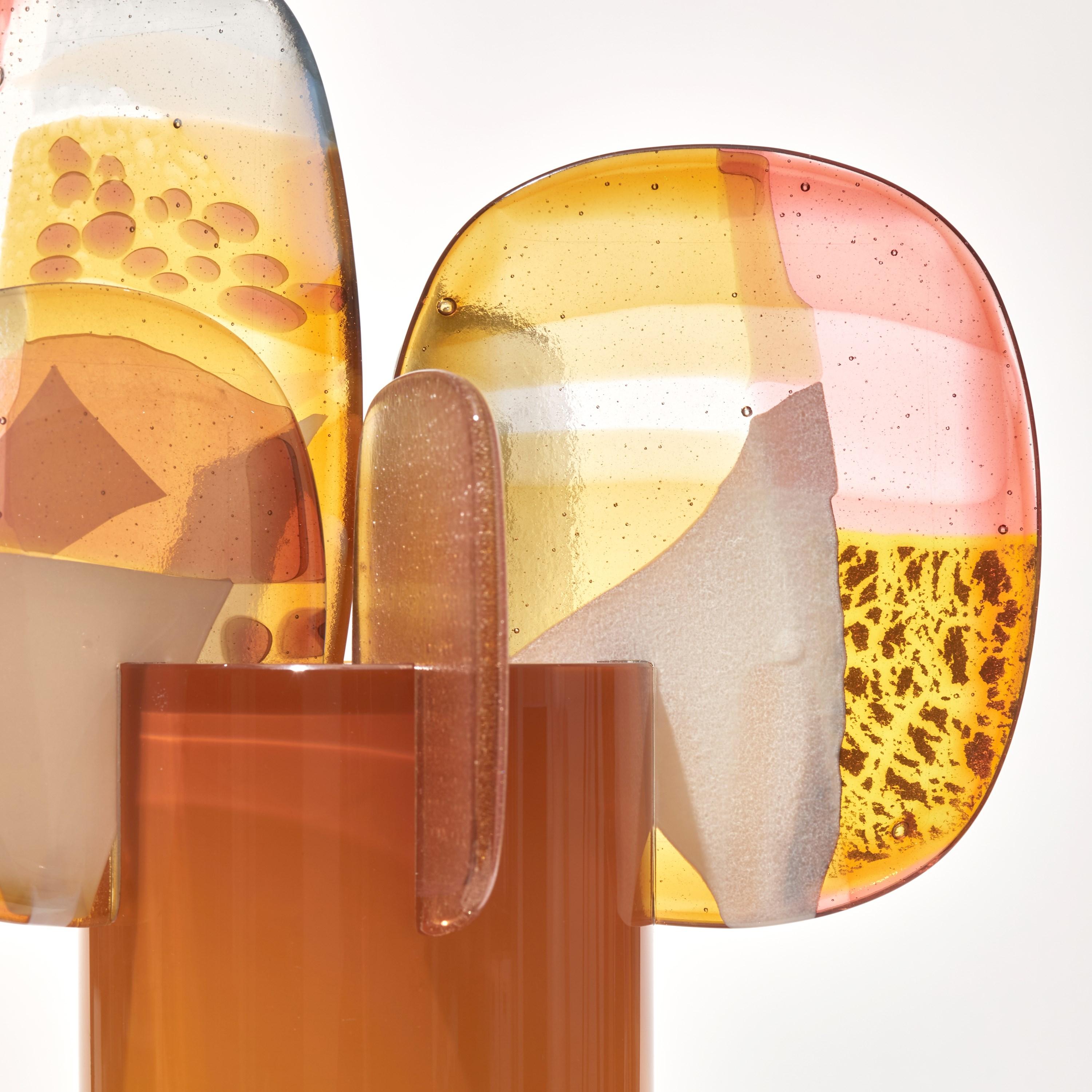 British Paradise 04 in Amber, an orange, gold & pink glass sculpture by Amy Cushing