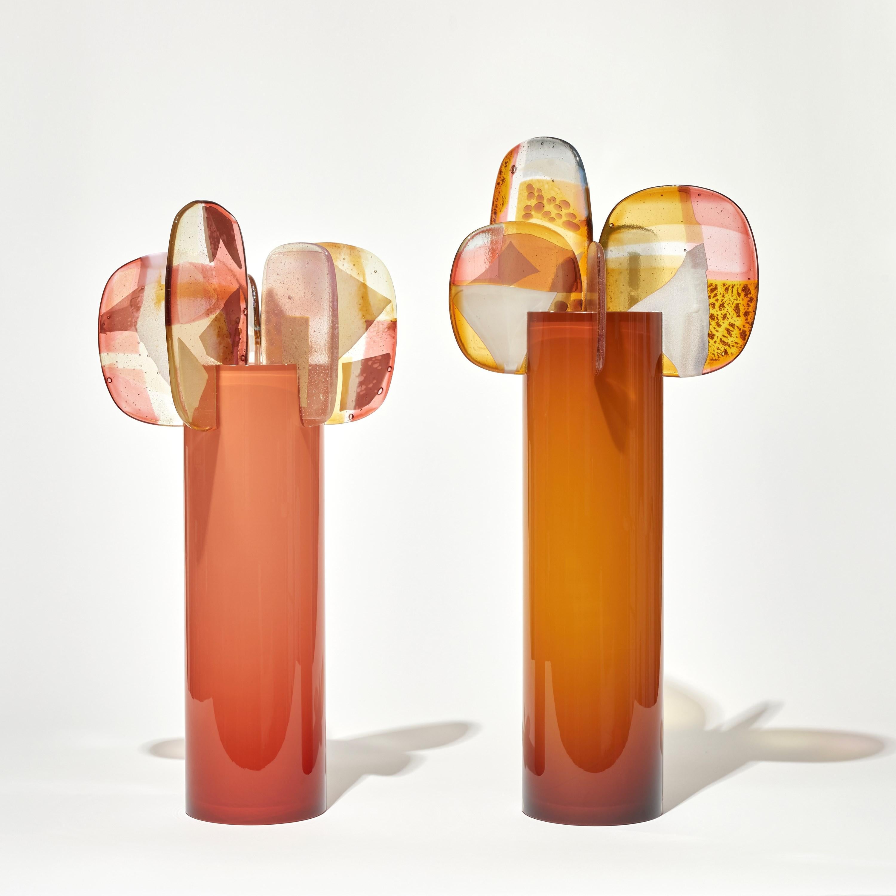 Paradise 04 in Amber, an orange, gold & pink glass sculpture by Amy Cushing In New Condition In London, GB
