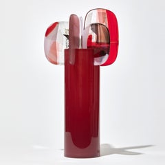 Paradise 04 in Ruby, a magenta, red, pink & black glass sculpture by Amy Cushing