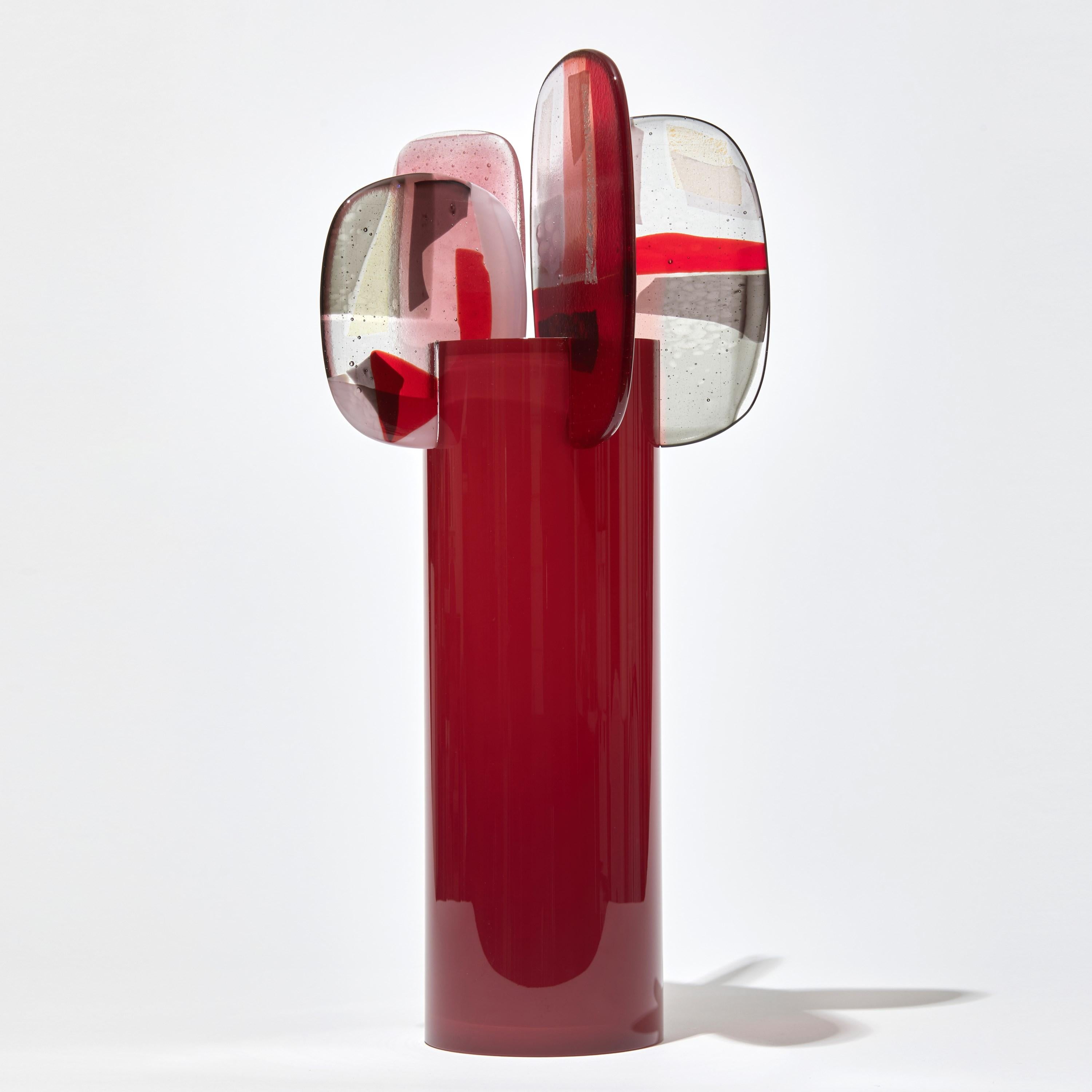 Organic Modern Paradise 04 in Ruby, a magenta, red, pink & black glass sculpture by Amy Cushing For Sale