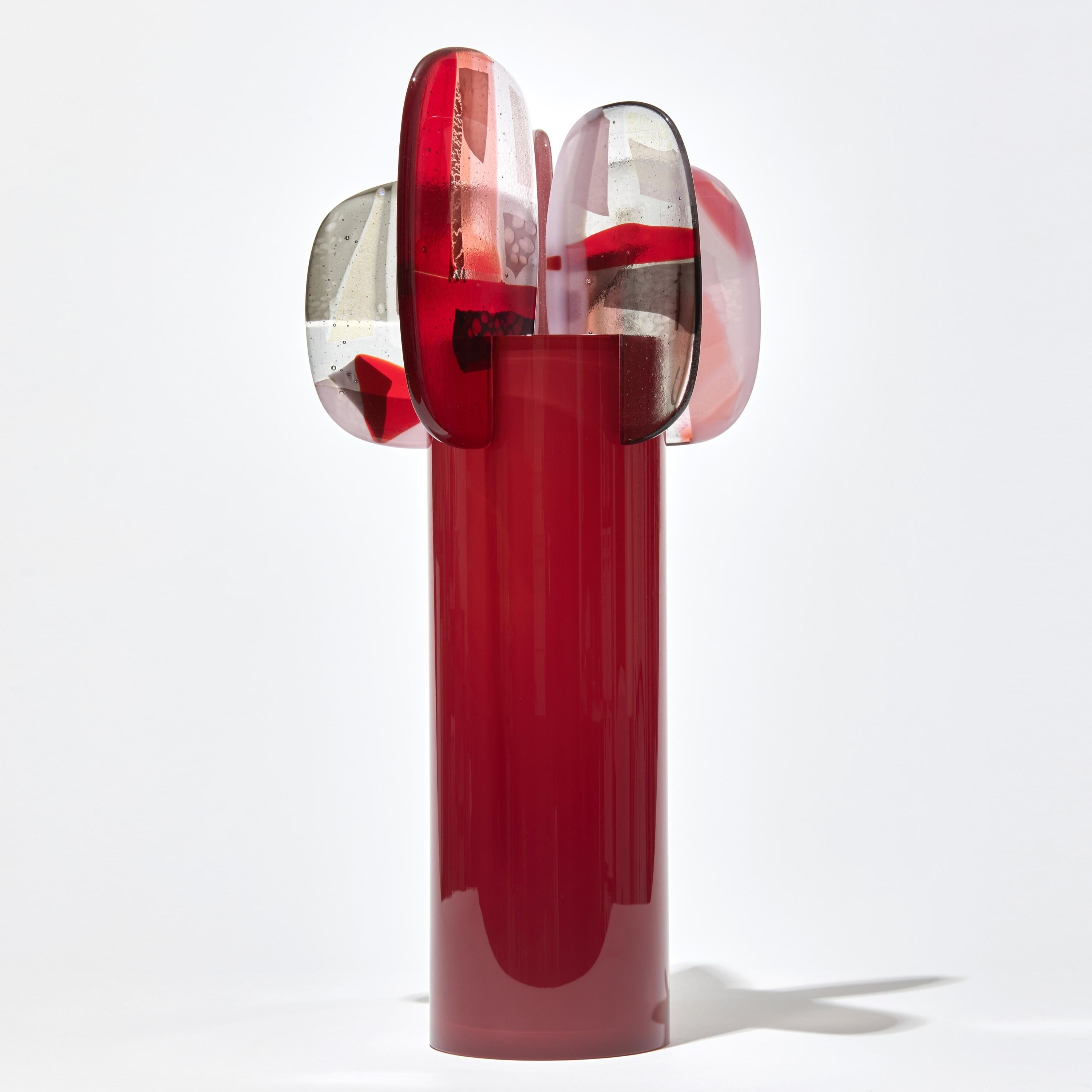 British Paradise 04 in Ruby, a magenta, red, pink & black glass sculpture by Amy Cushing For Sale