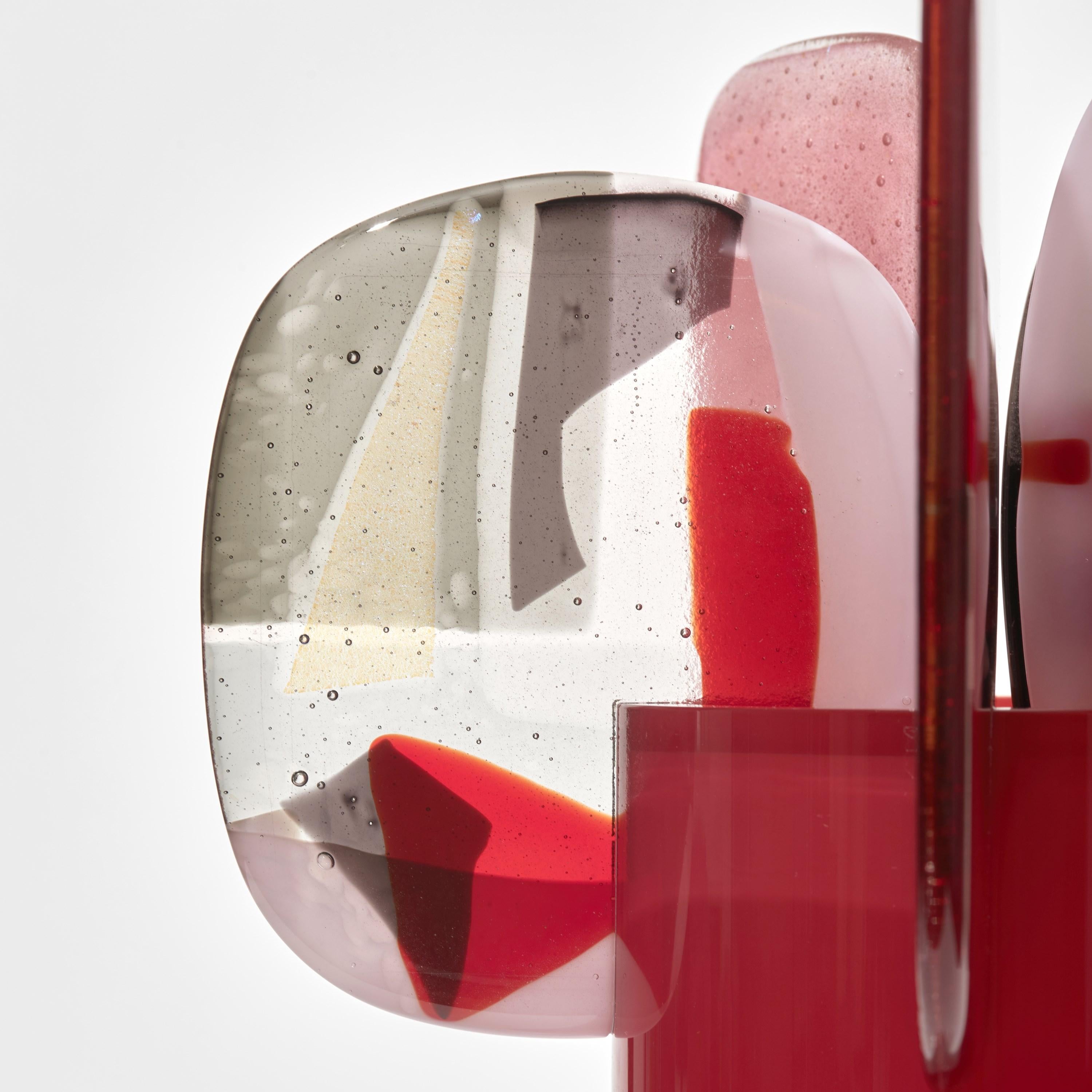 Hand-Crafted Paradise 04 in Ruby, a magenta, red, pink & black glass sculpture by Amy Cushing For Sale