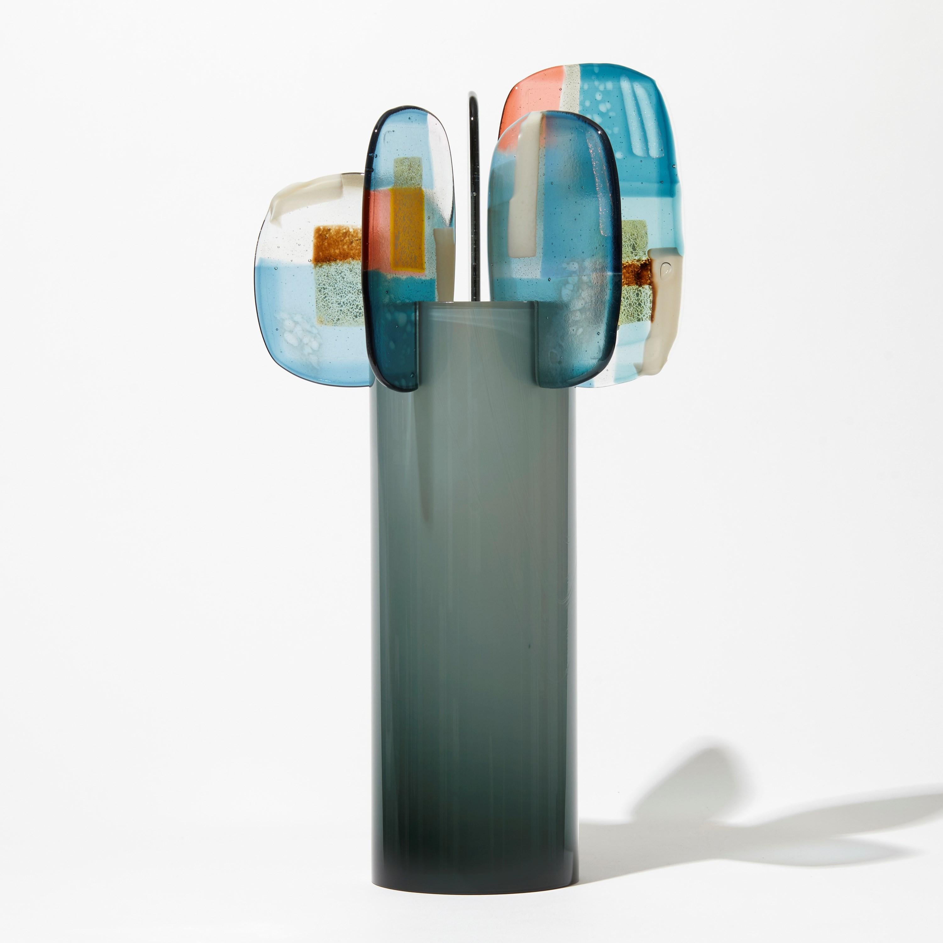 British Paradise 06 in Midnight Blue, Abstract Glass Sculpture by Amy Cushing