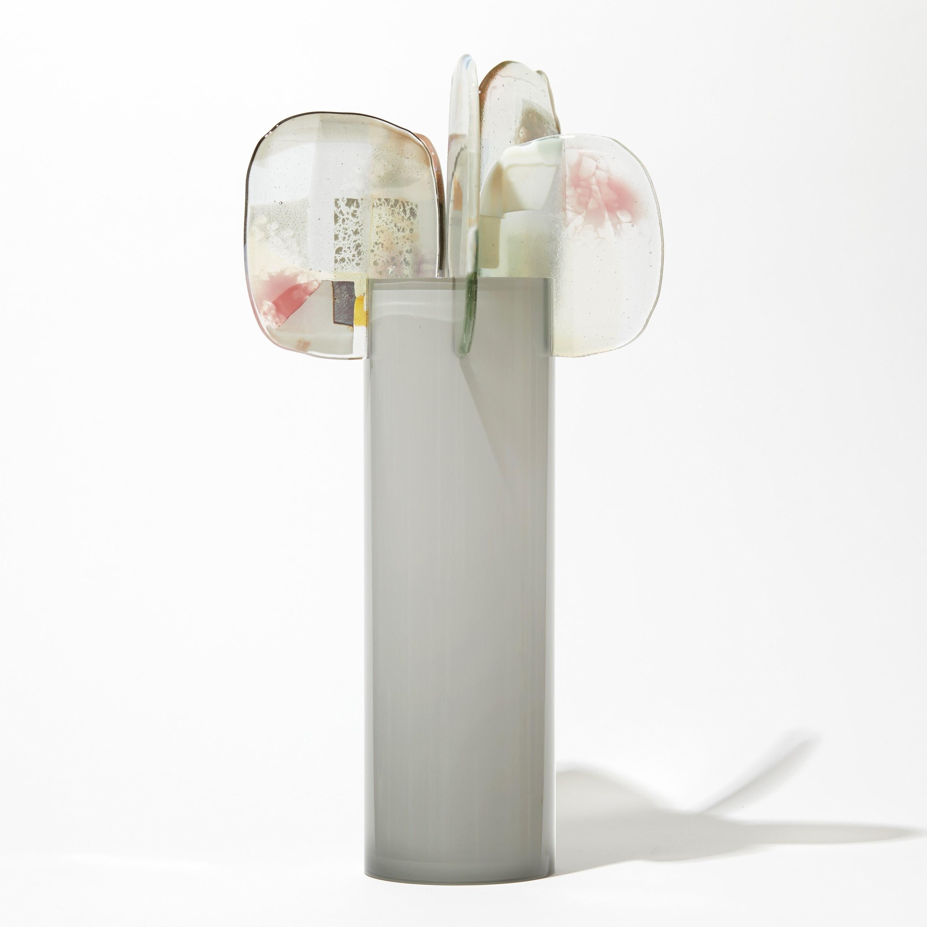 ''Paradise 06 in Moonstone'' is a unique glass sculpture created using hybrid hand-made glass techniques by the British artist Amy Cushing. Combining mouth blown glass with kiln formed glass, each piece within the collection displays a multiple of
