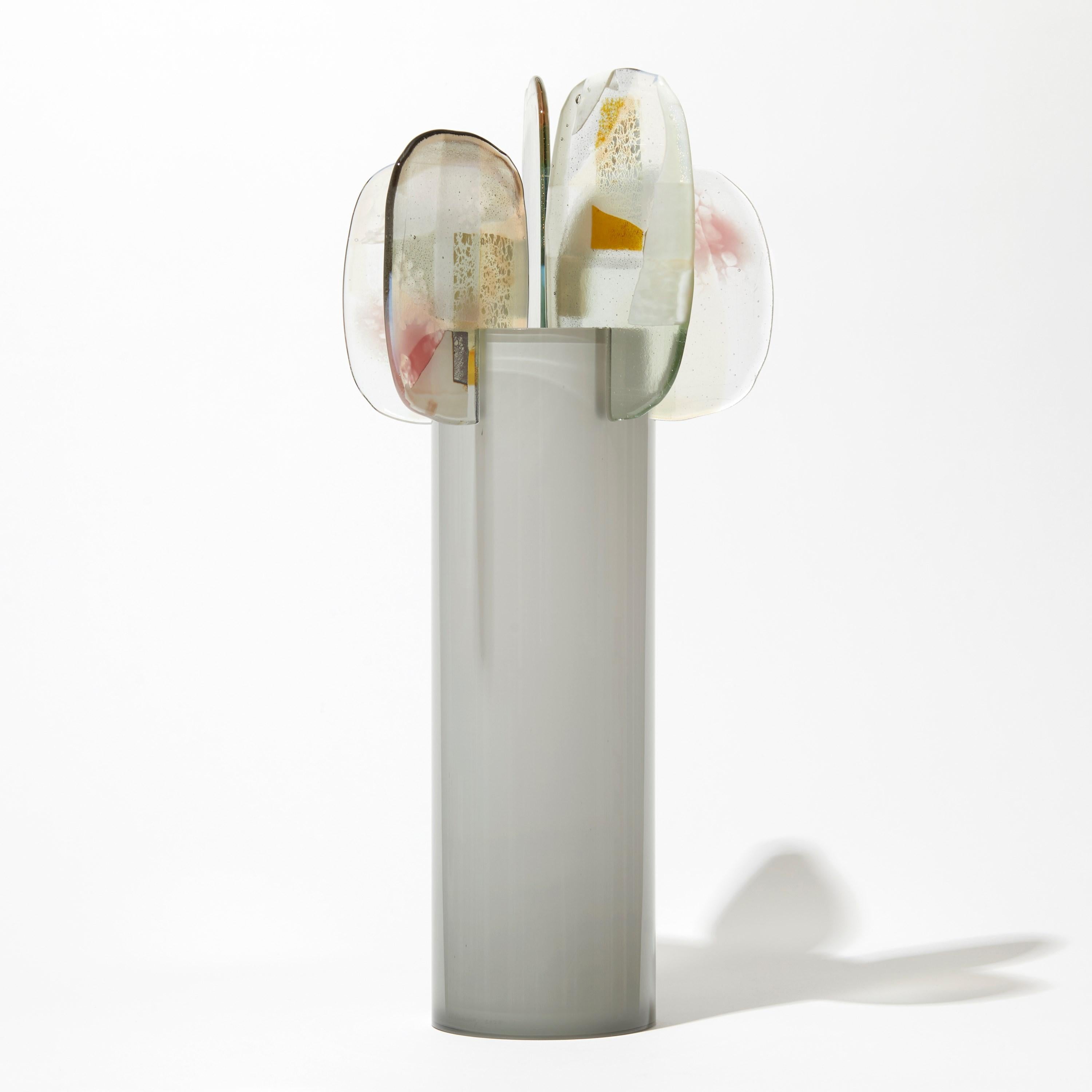 Organic Modern Paradise 06 in Moonstone, a Soft Grey & Gold Glass Sculpture by Amy Cushing For Sale