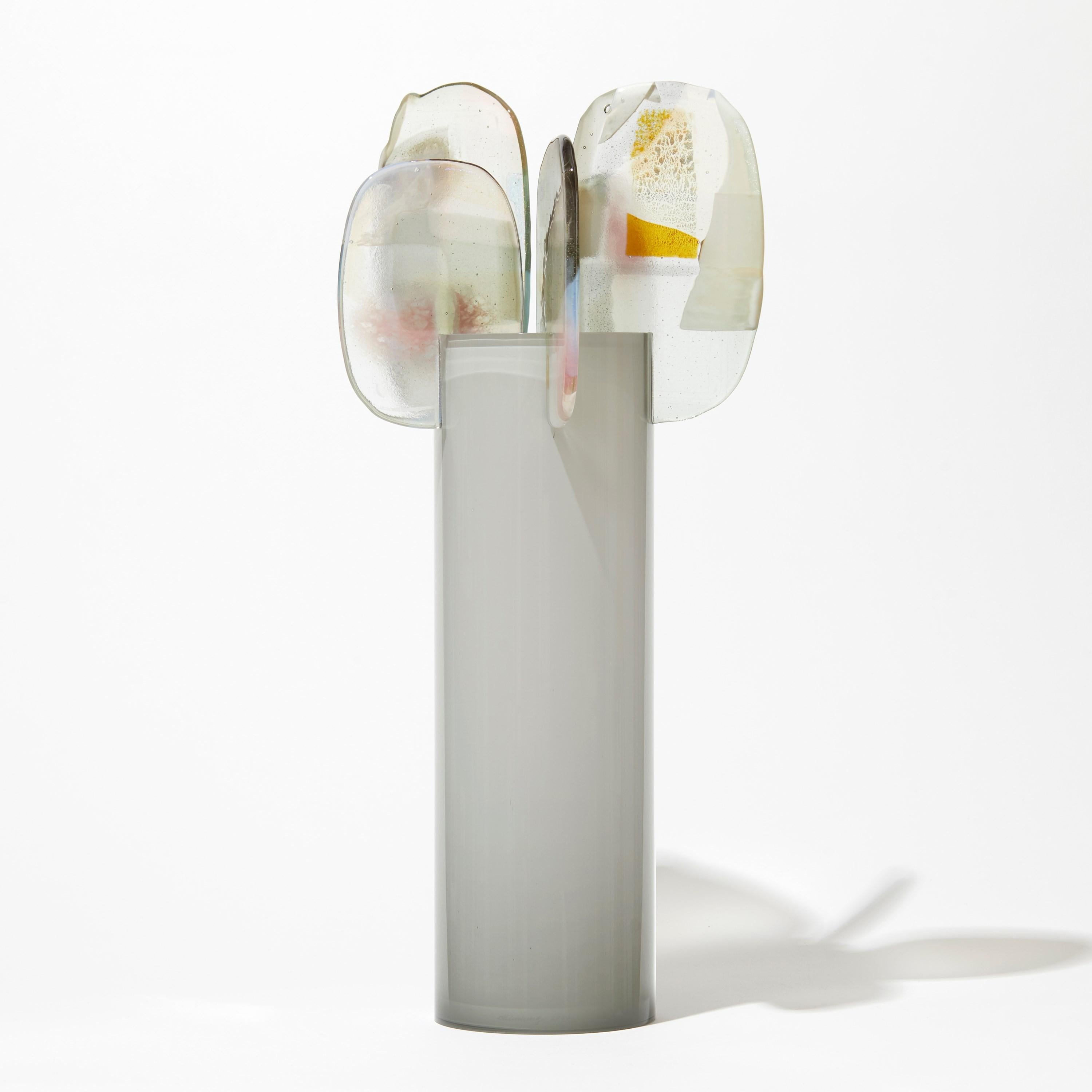 British Paradise 06 in Moonstone, a Soft Grey & Gold Glass Sculpture by Amy Cushing For Sale