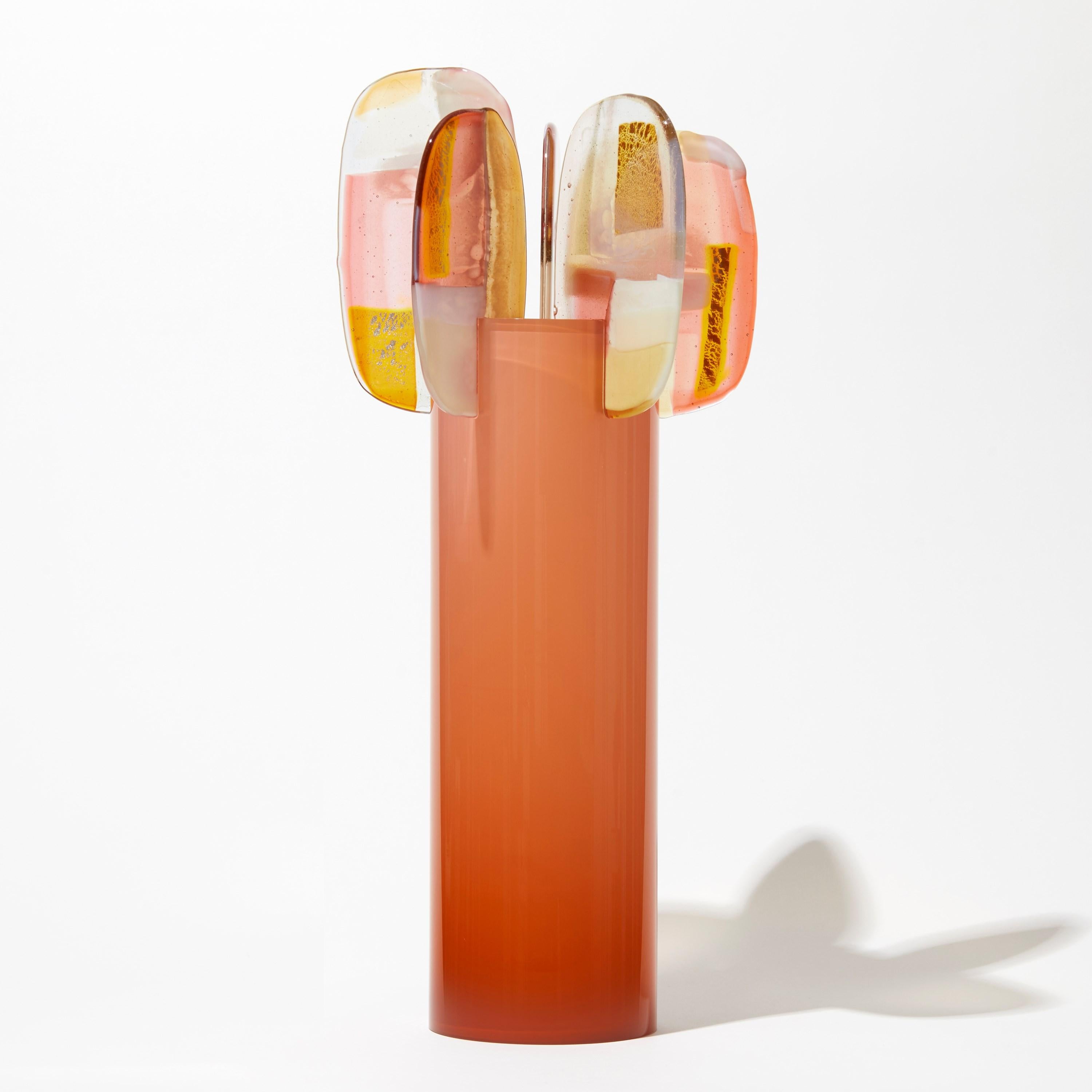 Organic Modern Paradise 06 in Orange Opal, Peach, Pink & Gold Glass Sculpture by Amy Cushing