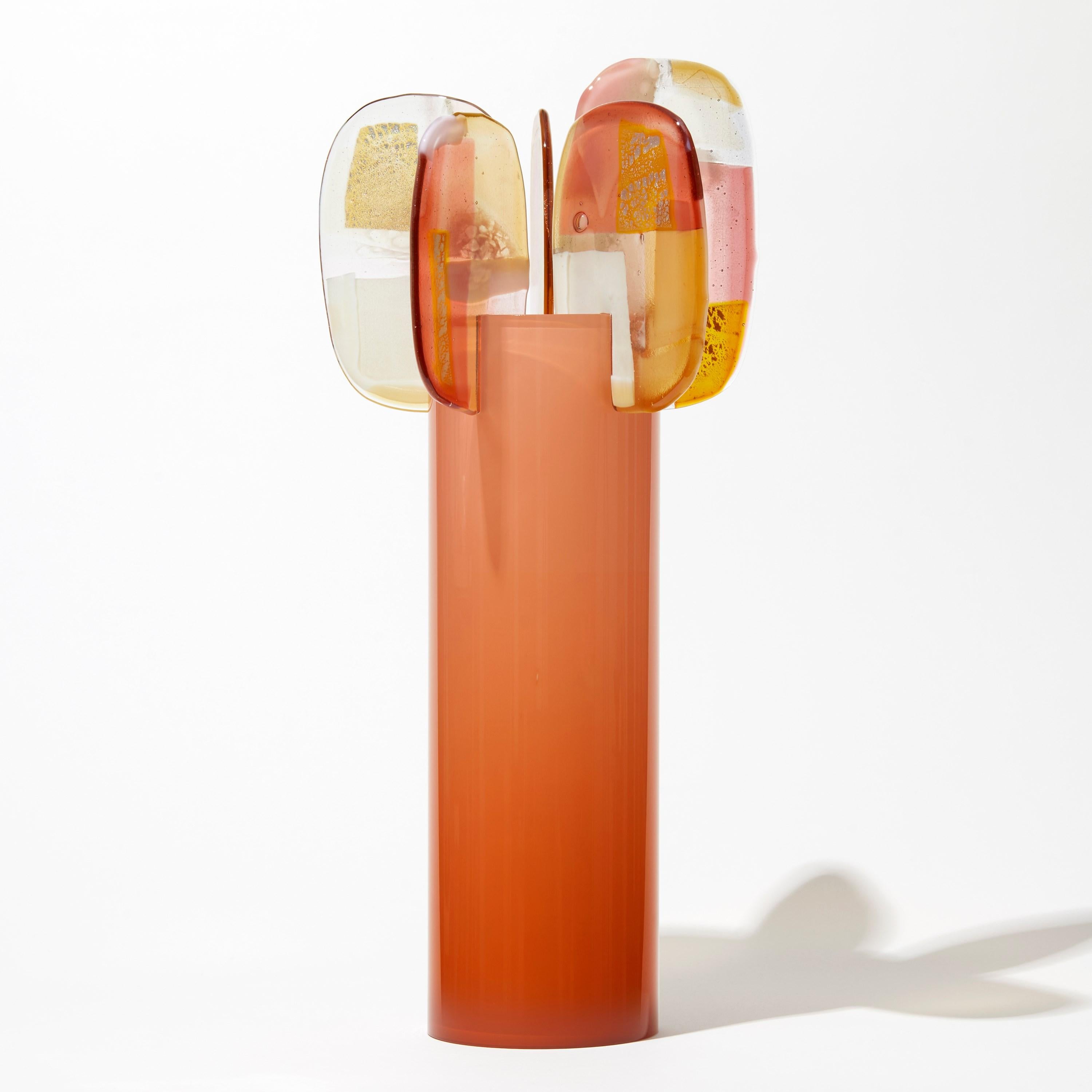 Paradise 06 in Orange Opal, Peach, Pink & Gold Glass Sculpture by Amy Cushing In New Condition In London, GB