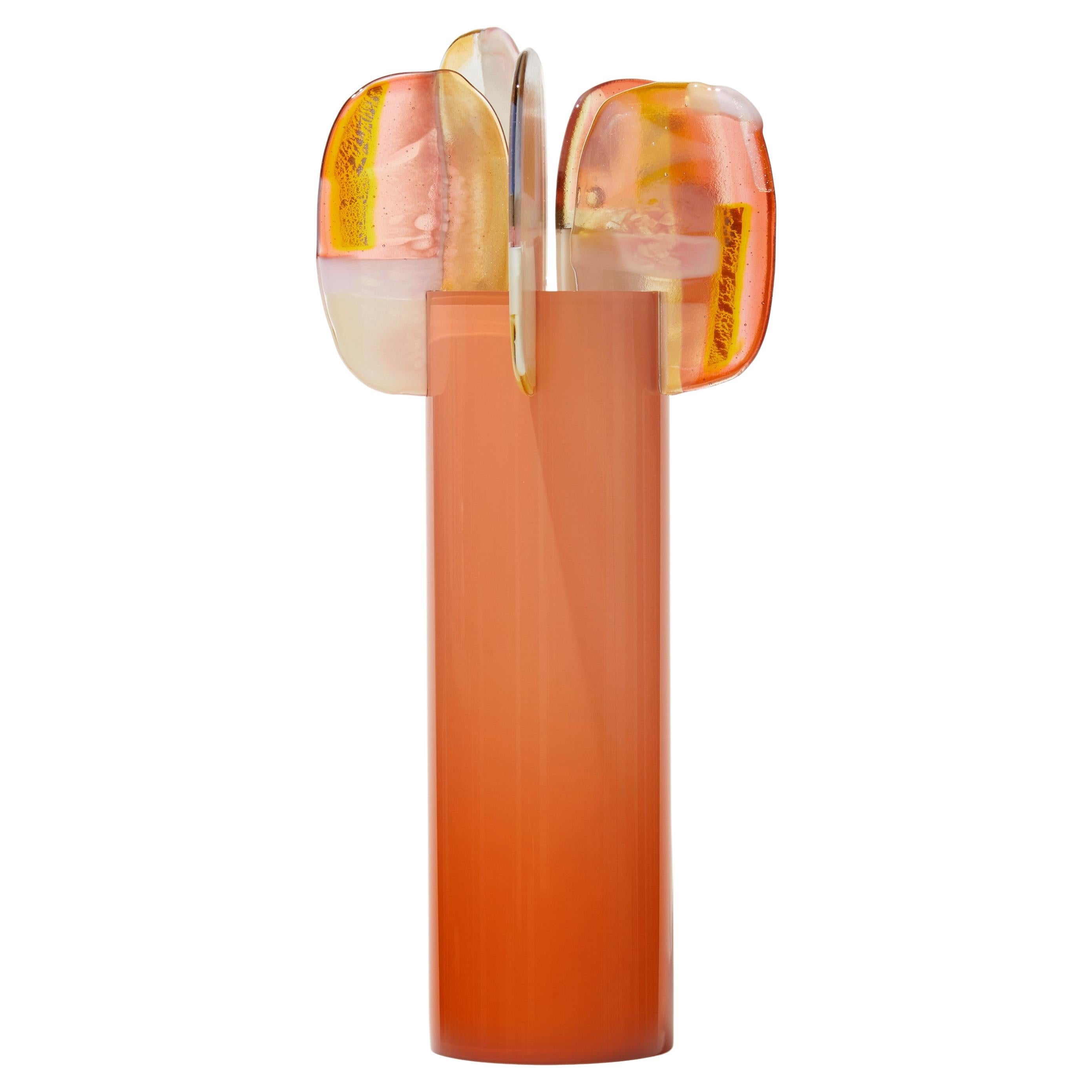 Paradise 06 in Orange Opal, Peach, Pink & Gold Glass Sculpture by Amy Cushing