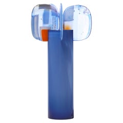 Paradise 08 in Anemone, a blue, lilac & orange glass sculpture by Amy Cushing