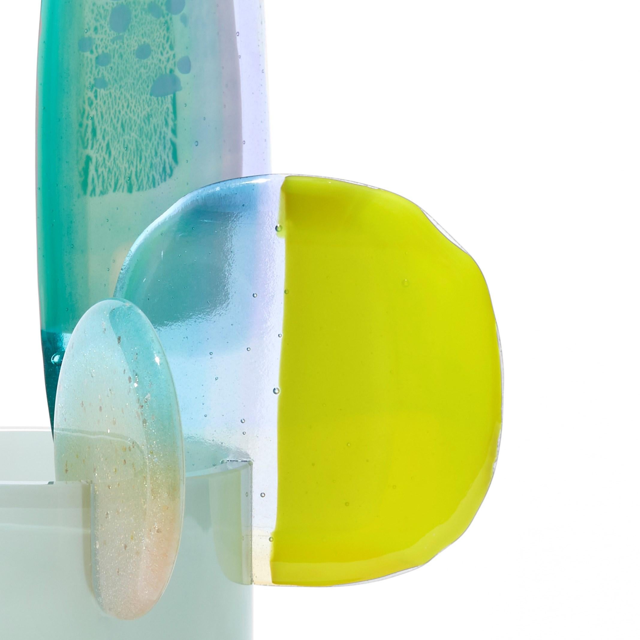 Hand-Crafted Paradise 08 in Celadon, a jade, yellow & lilac glass sculpture by Amy Cushing For Sale