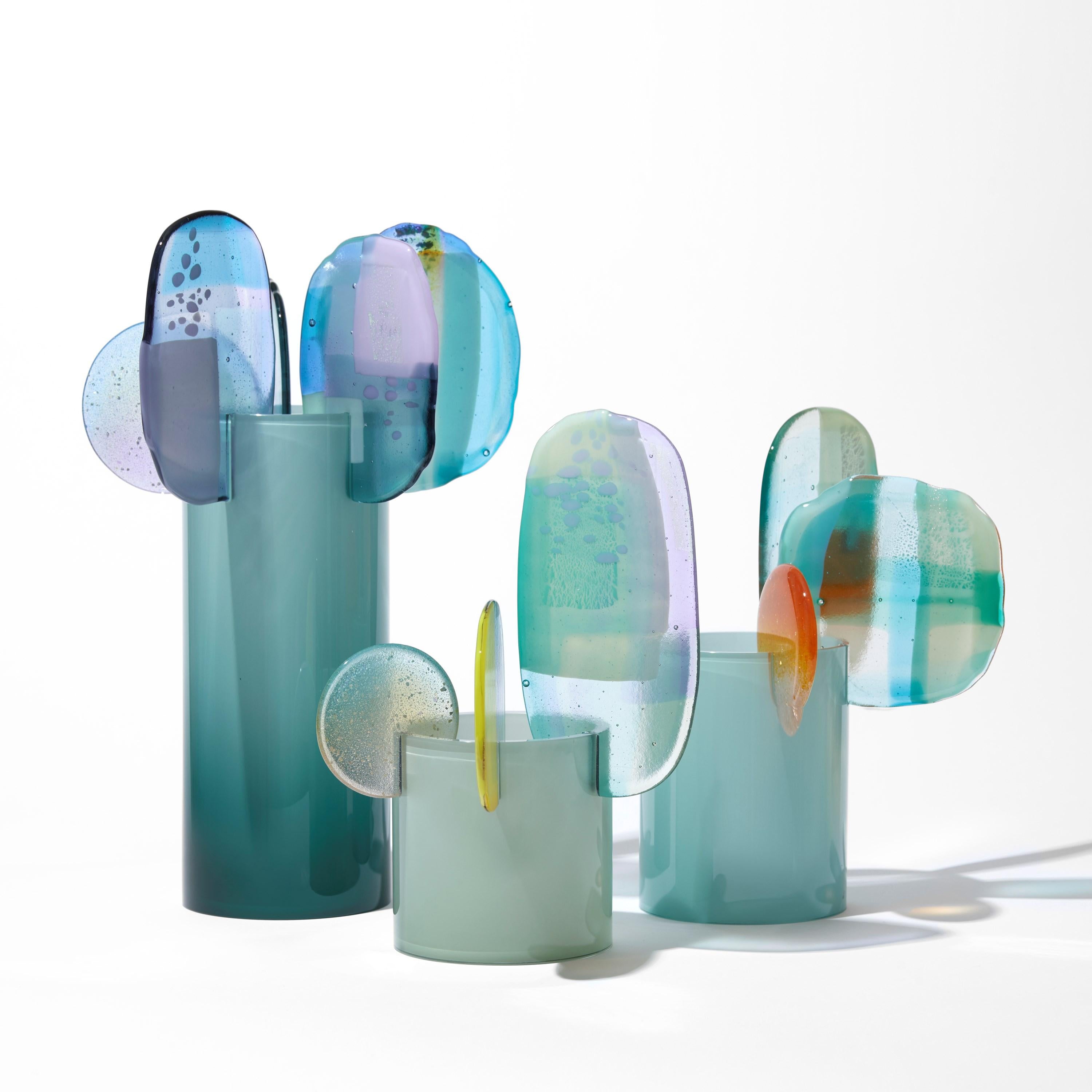 Glass Paradise 08 in Celadon, a jade, yellow & lilac glass sculpture by Amy Cushing For Sale
