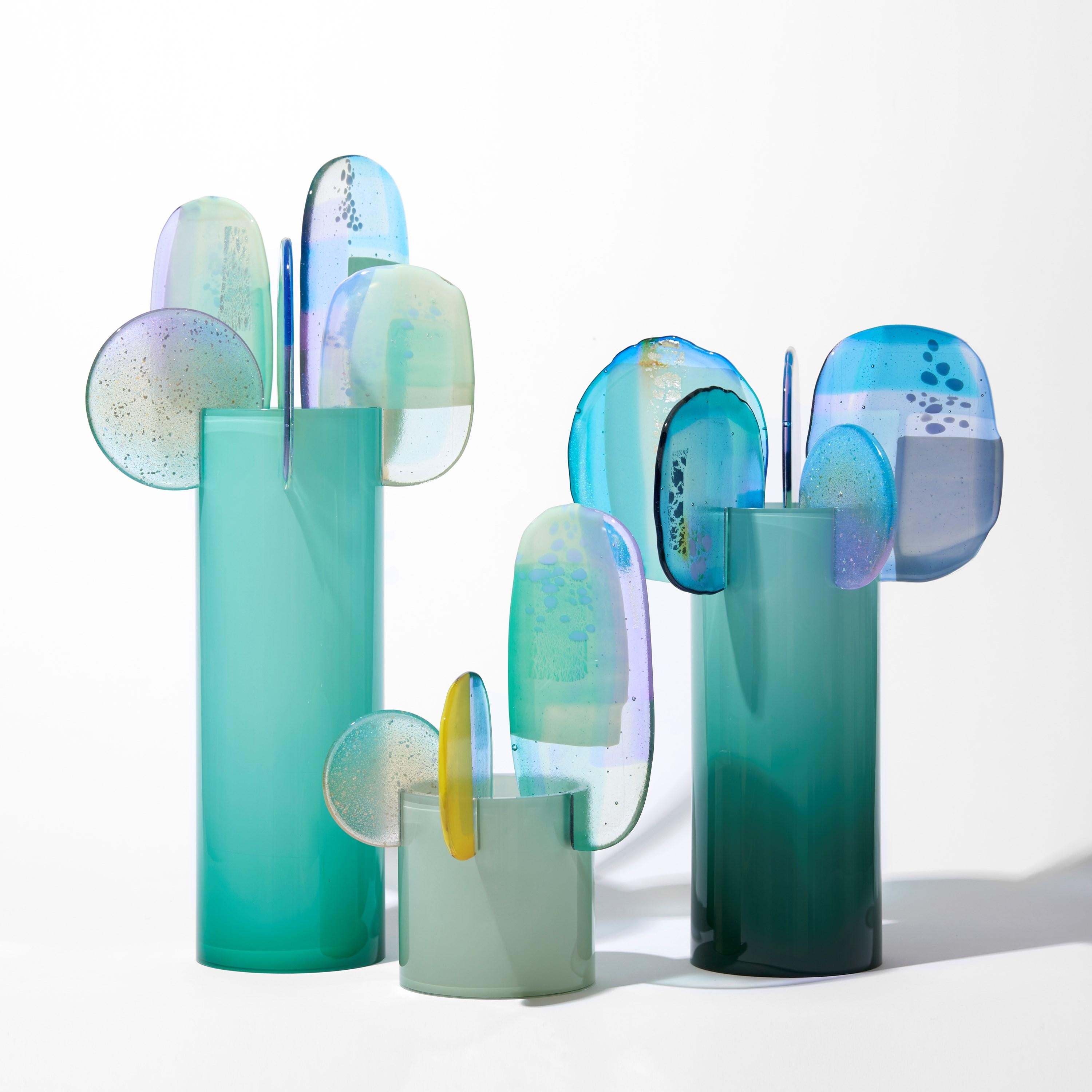 Paradise 08 in Celadon, a jade, yellow & lilac glass sculpture by Amy Cushing For Sale 1