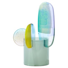 Paradise 08 in Celadon, a jade, yellow & lilac glass sculpture by Amy Cushing