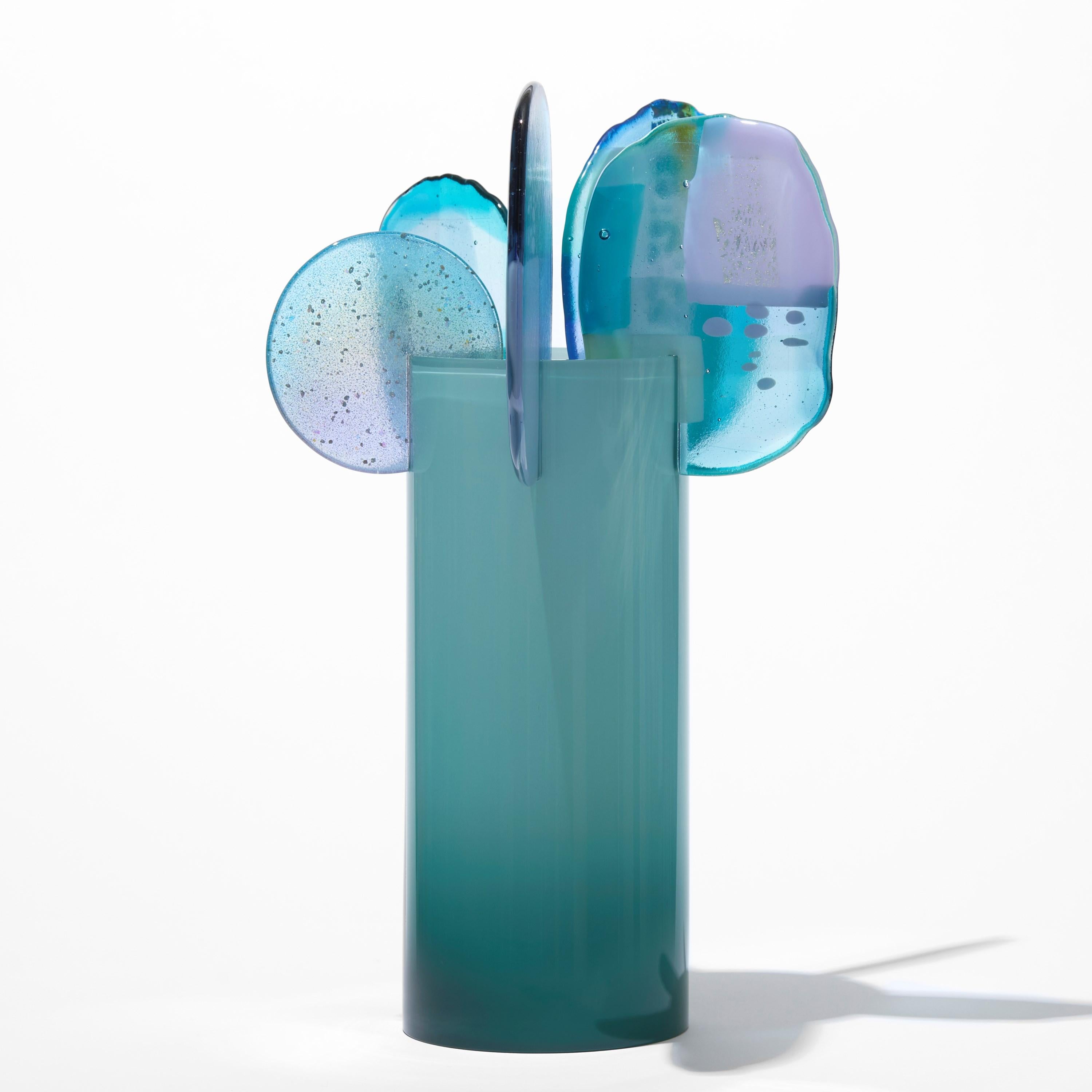 British Paradise 08 in Jadeite, jade, aqua, blue & lilac glass sculpture by Amy Cushing For Sale