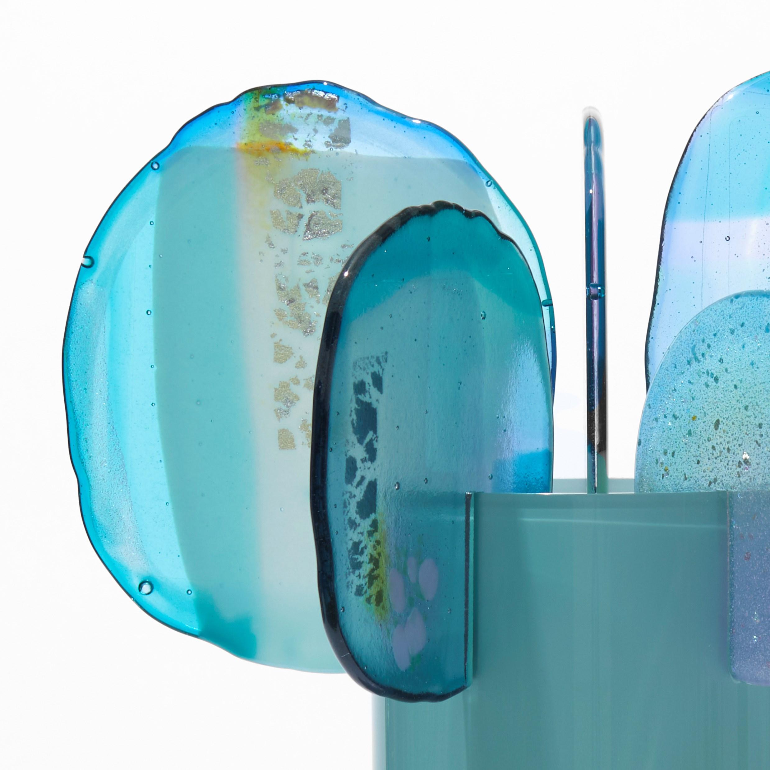 Hand-Crafted Paradise 08 in Jadeite, jade, aqua, blue & lilac glass sculpture by Amy Cushing For Sale