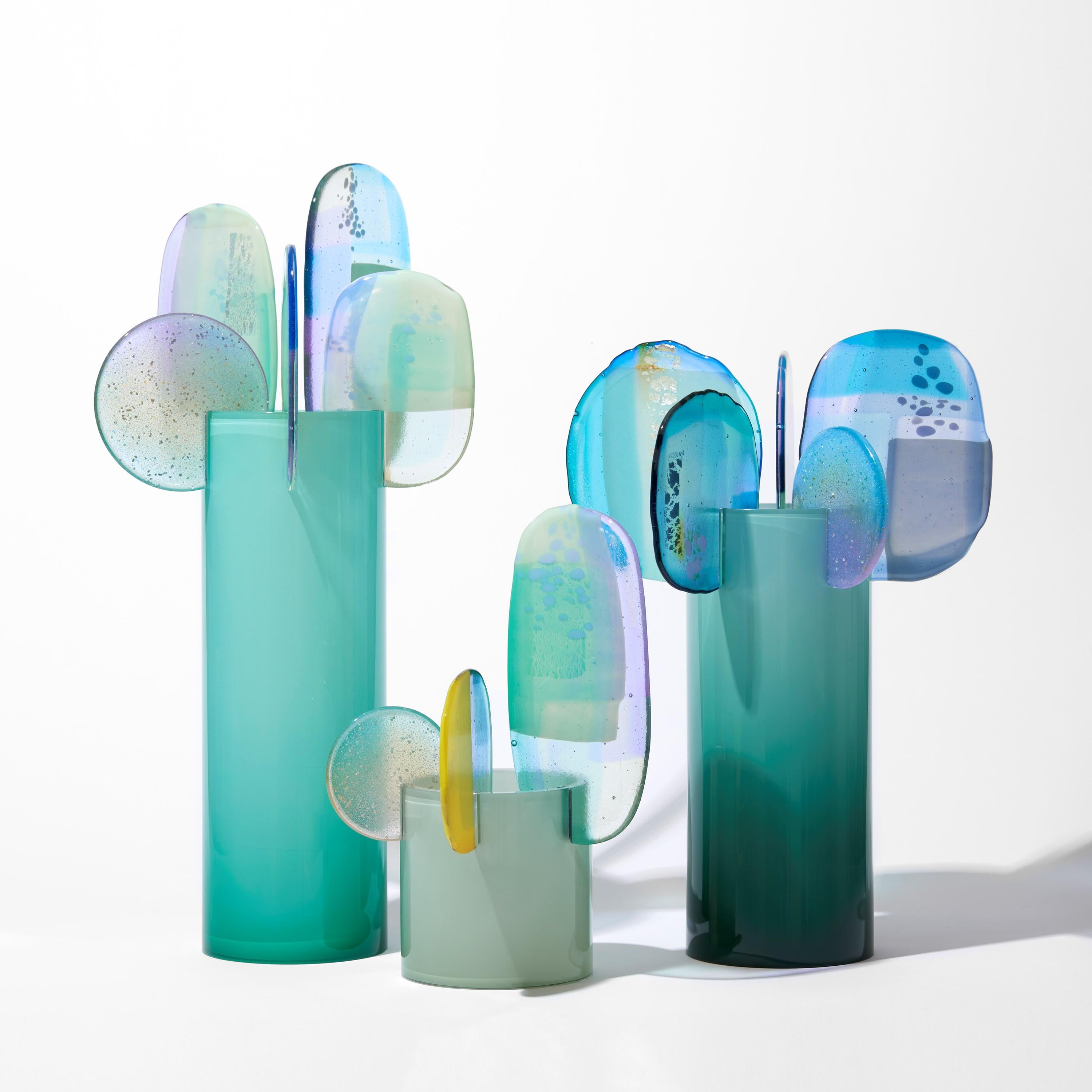 Contemporary Paradise 08 in Jadeite, jade, aqua, blue & lilac glass sculpture by Amy Cushing For Sale