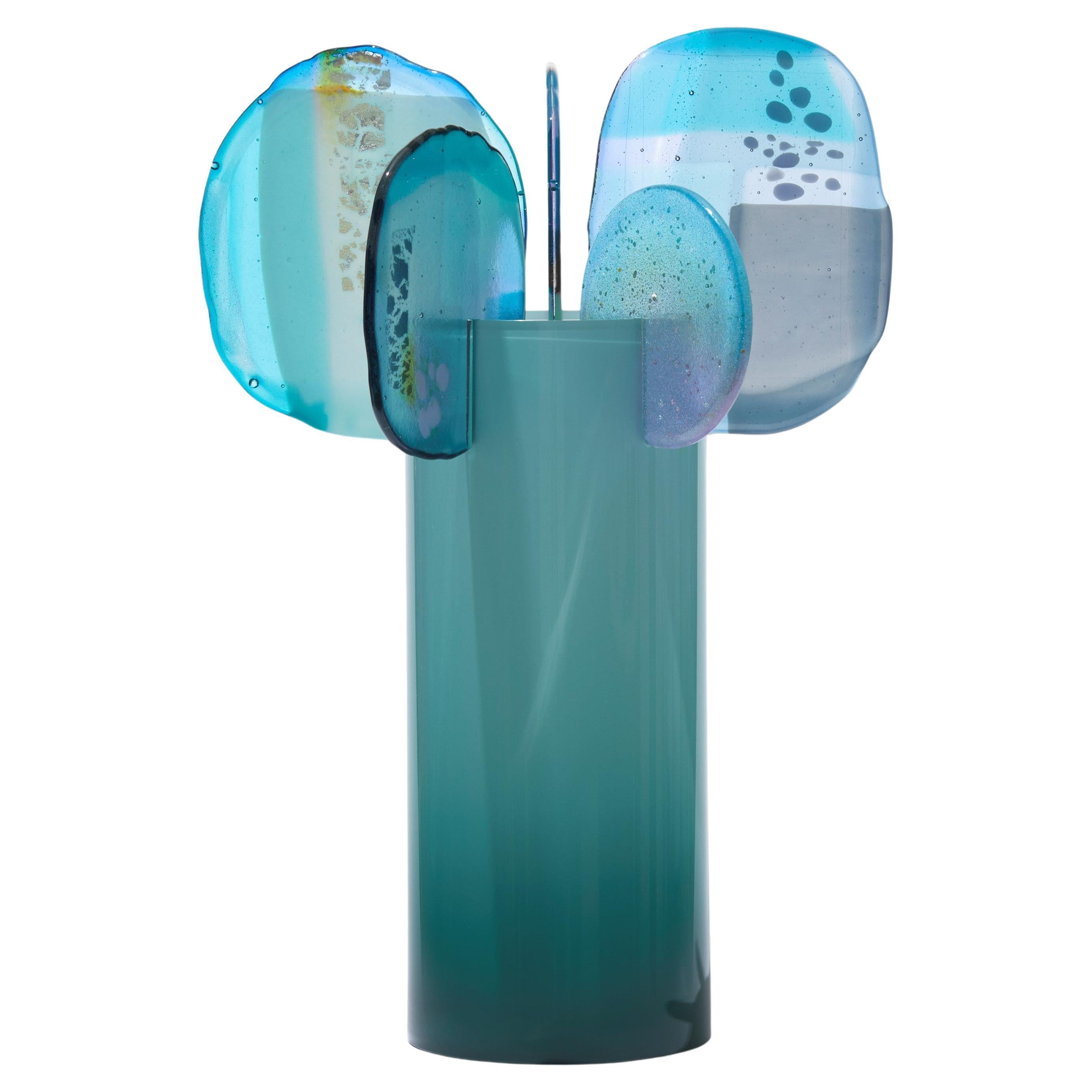 Paradise 08 in Jadeite, jade, aqua, blue & lilac glass sculpture by Amy Cushing For Sale