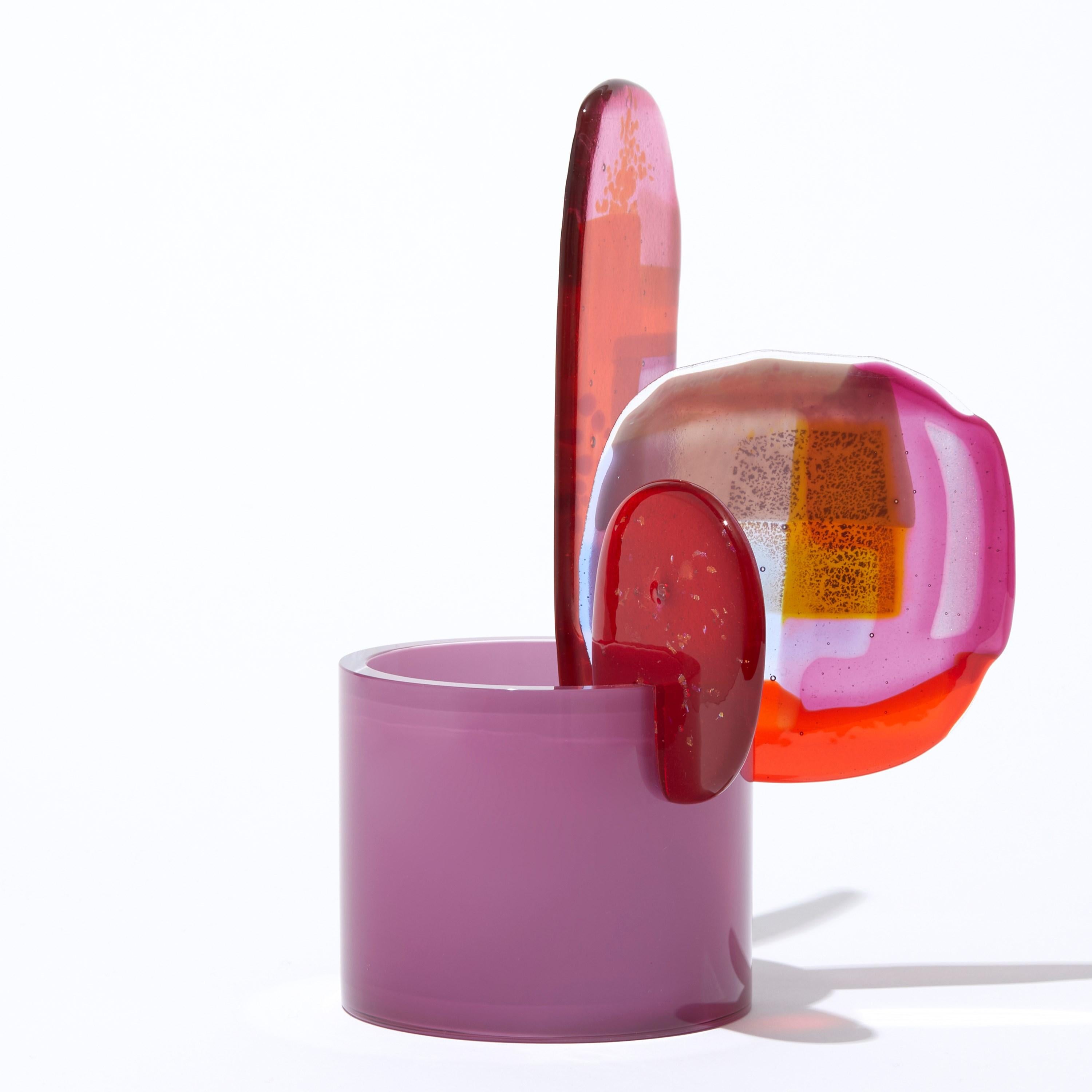 Organic Modern Paradise 08 in Rubellite, a red, purple & mauve glass sculpture by Amy Cushing
