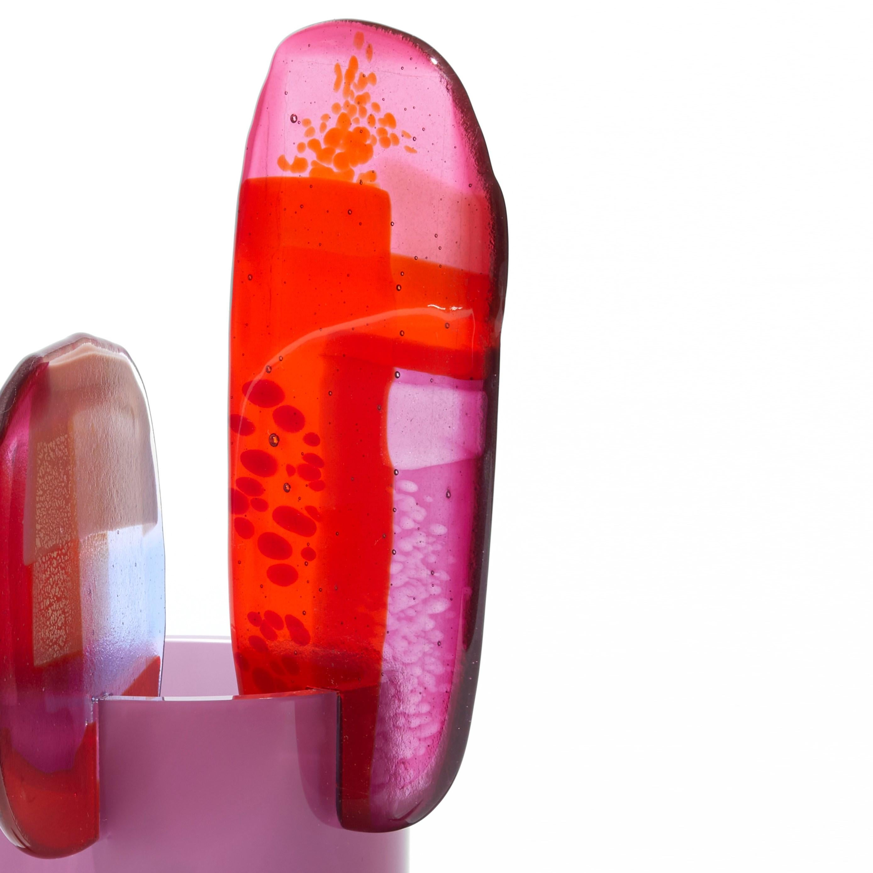 Hand-Crafted Paradise 08 in Rubellite, a red, purple & mauve glass sculpture by Amy Cushing