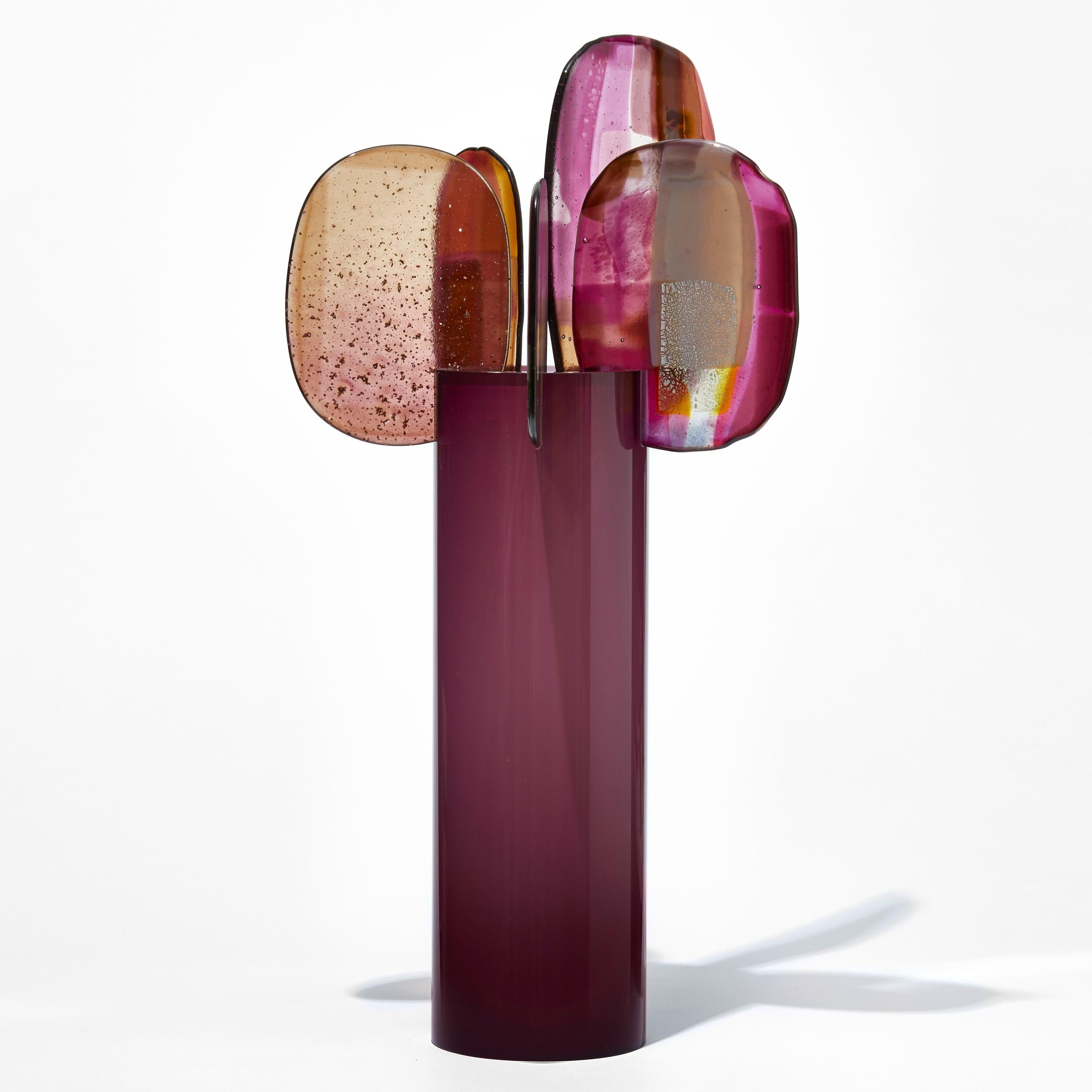 Organic Modern Paradise 10 Amazonica, a purple, pink, red & gold glass sculpture by Amy Cushing For Sale