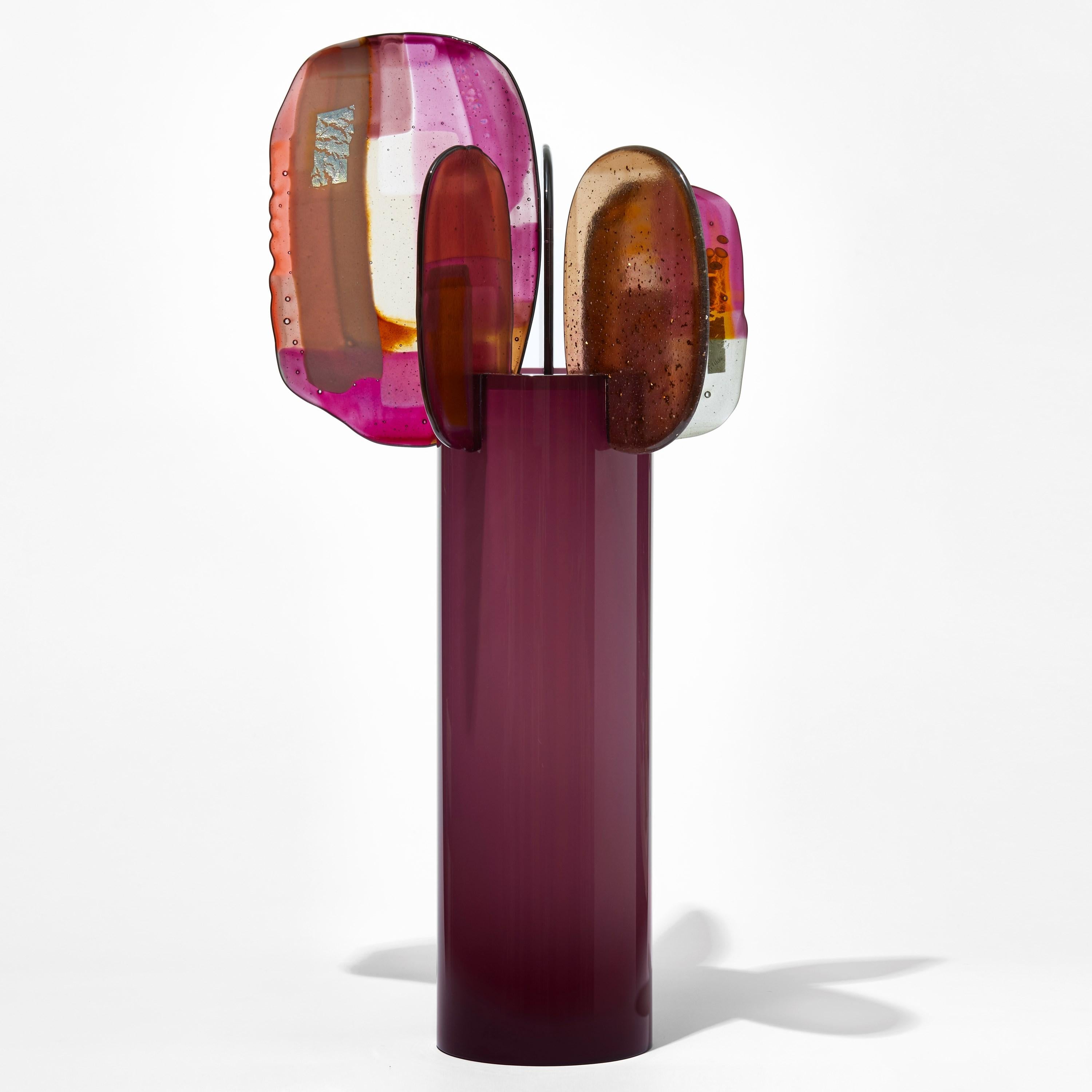 British Paradise 10 Amazonica, a purple, pink, red & gold glass sculpture by Amy Cushing For Sale
