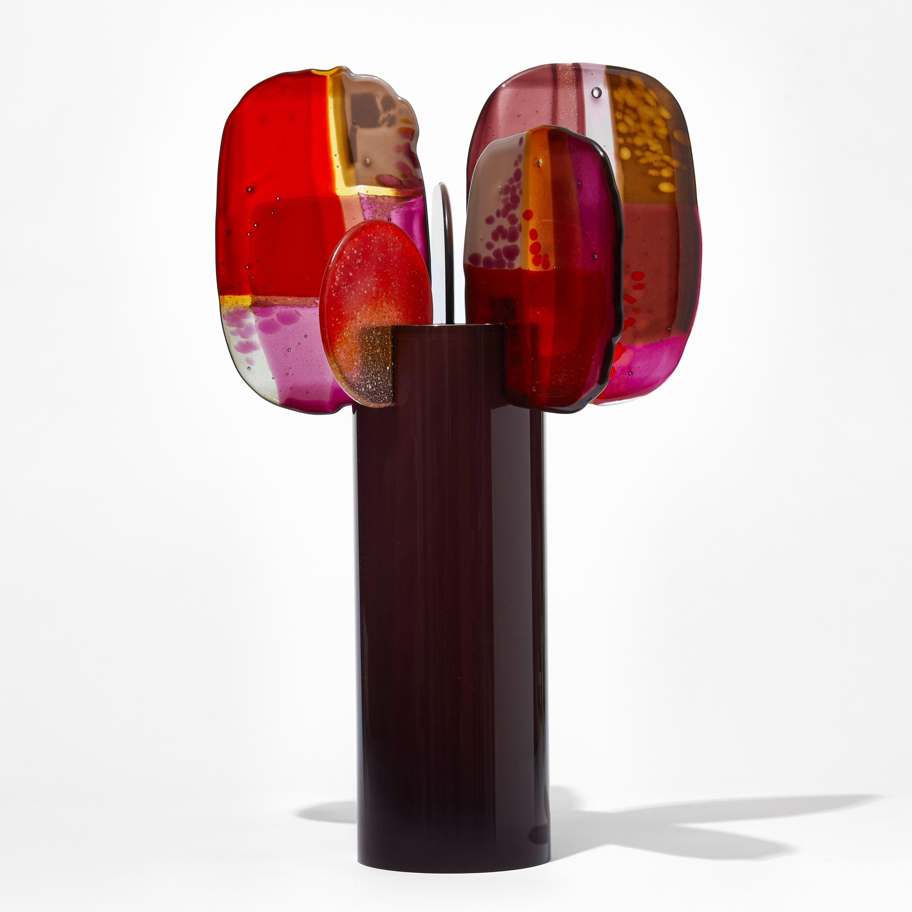 Organic Modern Paradise 10 Arabica, a plum, red, pink & gold glass sculpture by Amy Cushing For Sale