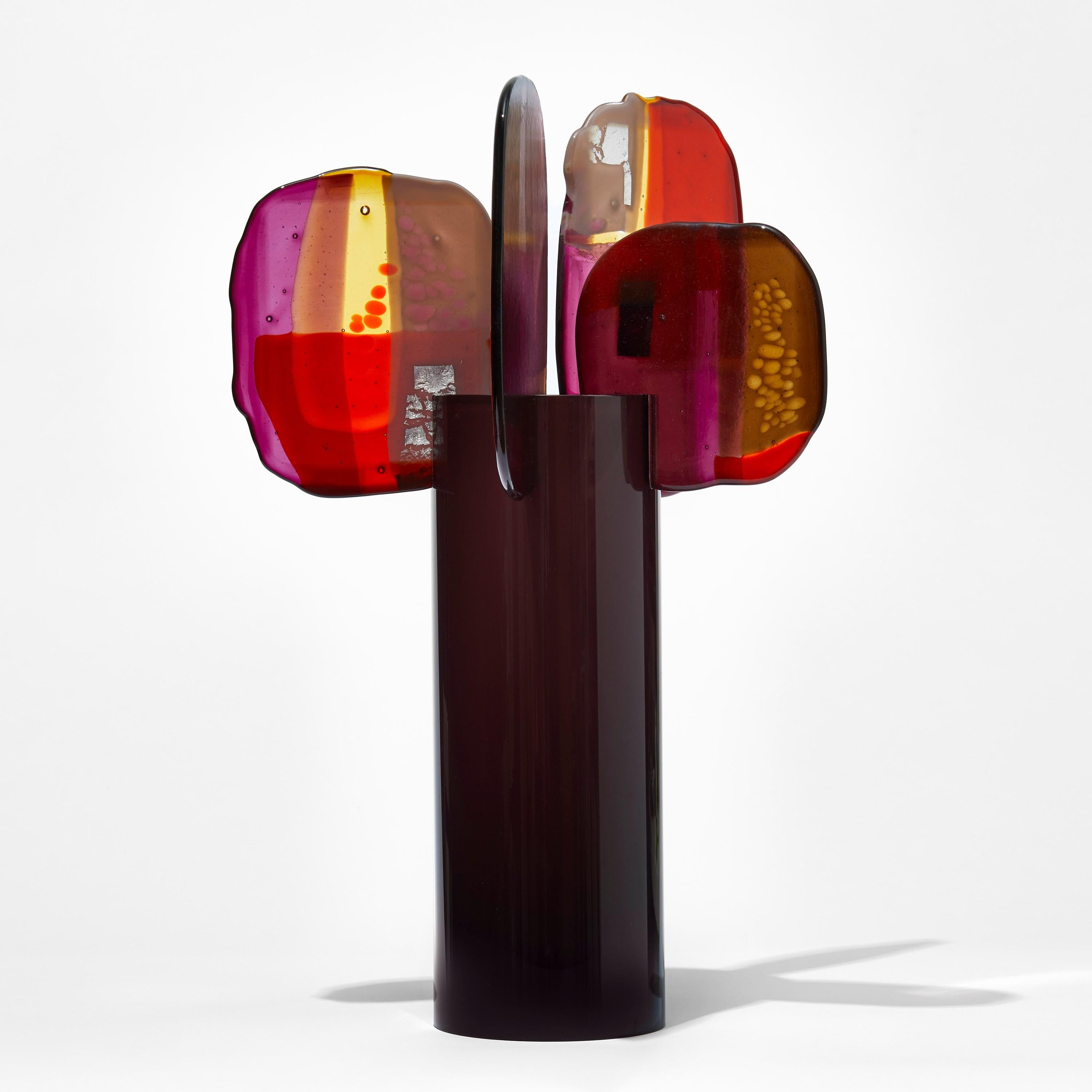British Paradise 10 Arabica, a plum, red, pink & gold glass sculpture by Amy Cushing For Sale